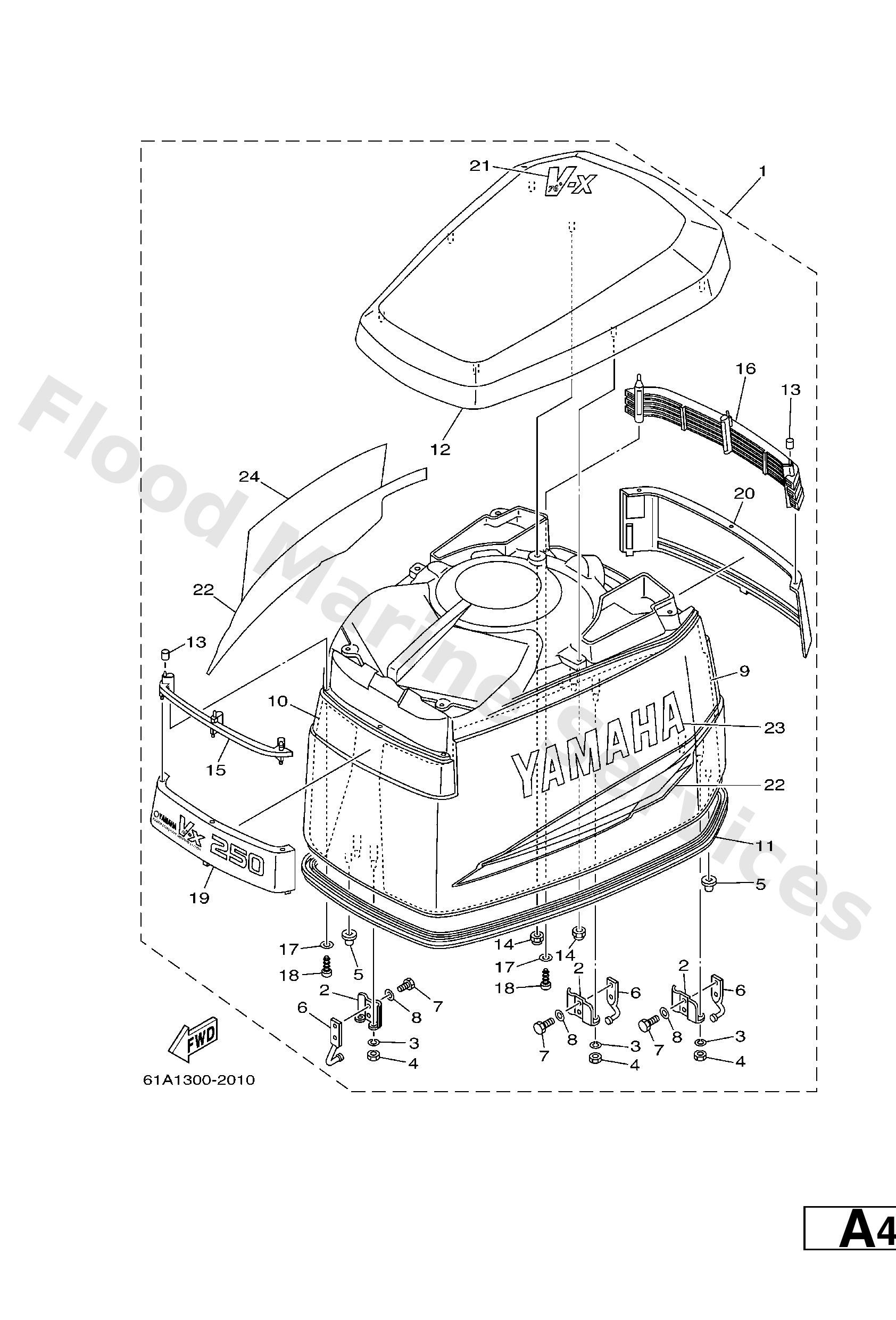 Yamaha 61A4261050NA Top cowling assy