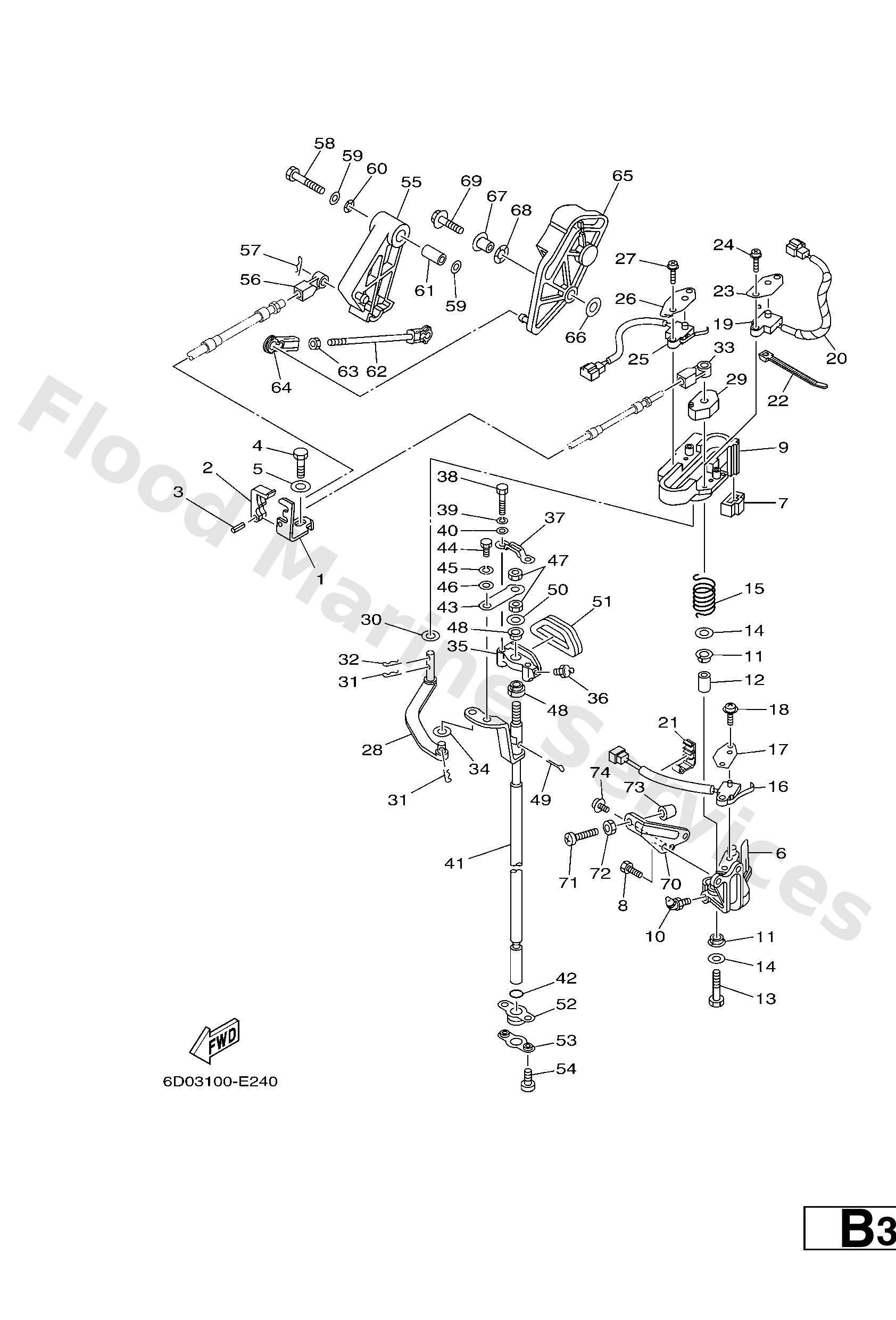 Yamaha 61A441202300 Handle gear shift assy