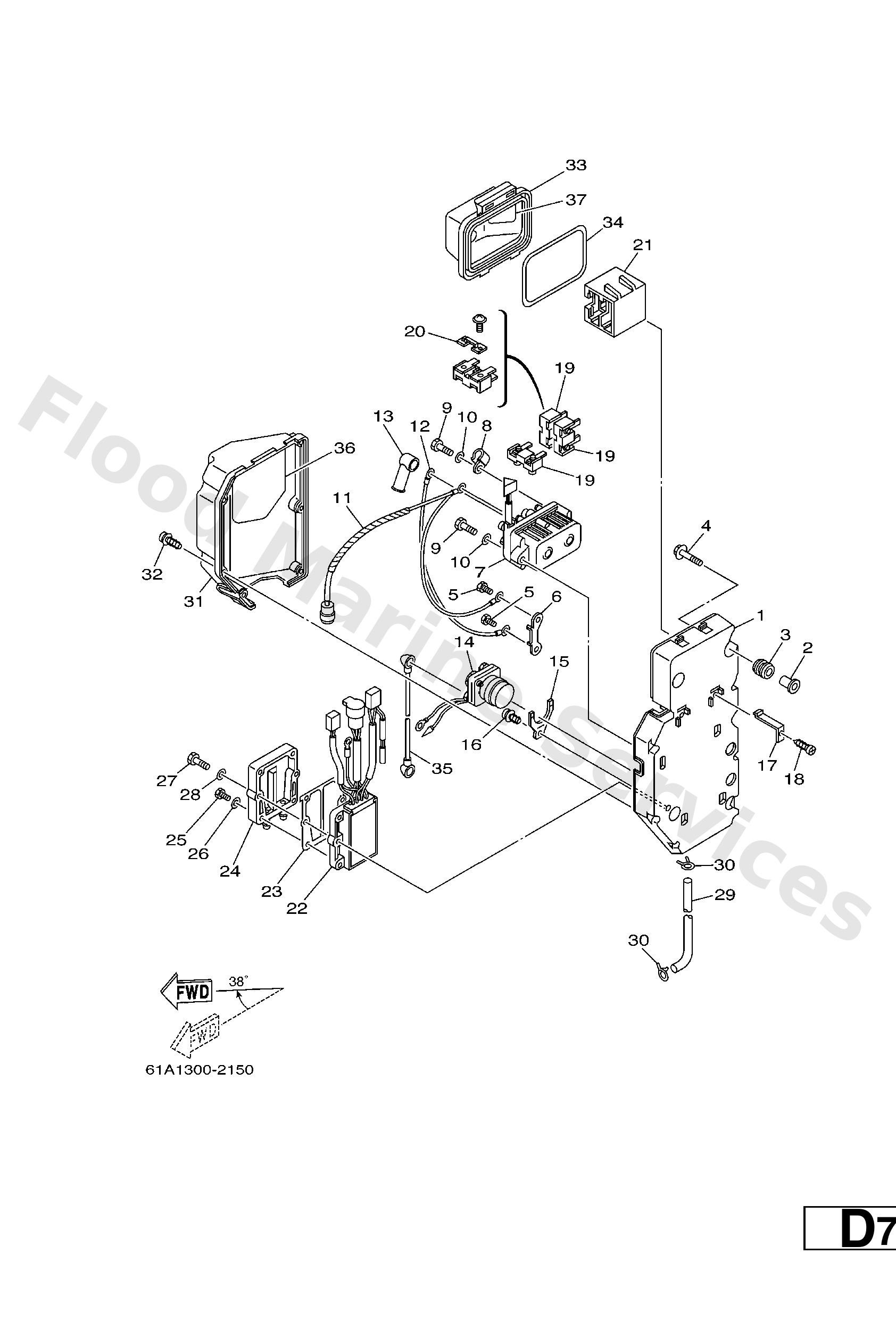 Yamaha 61A821710000 Stay, fuse box