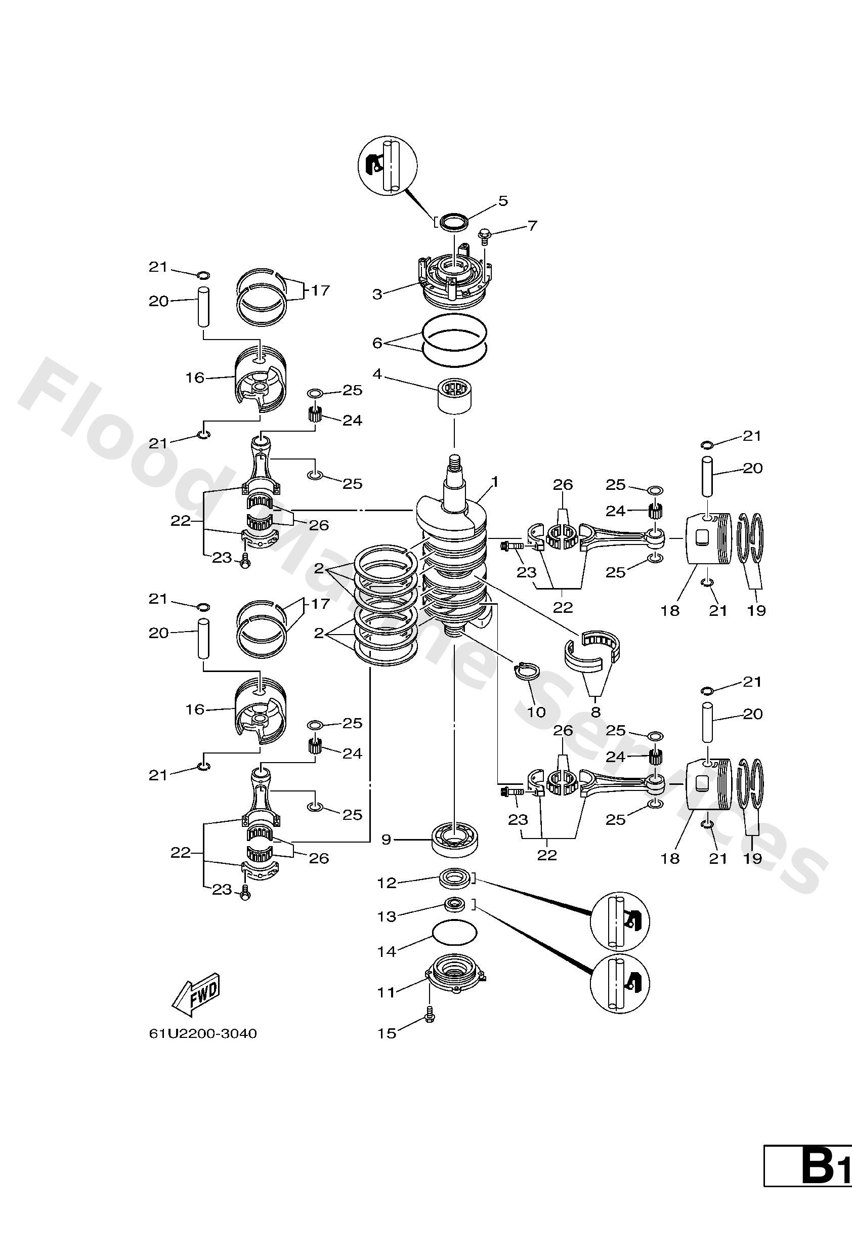 Yamaha 61U116012000 Piston ring set (0.50mm o/s)