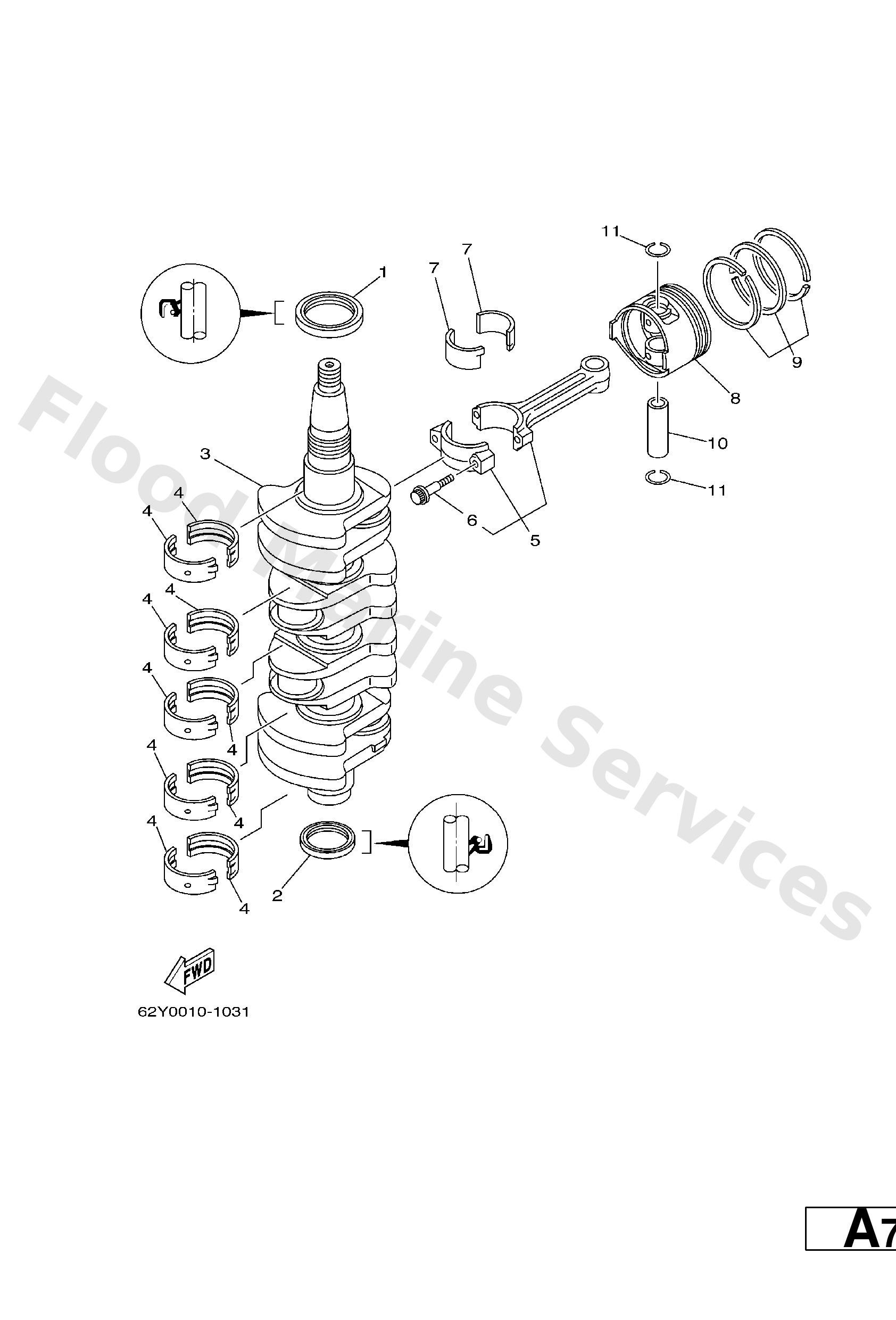 Yamaha 62Y114112000 Crankshaft & nut set