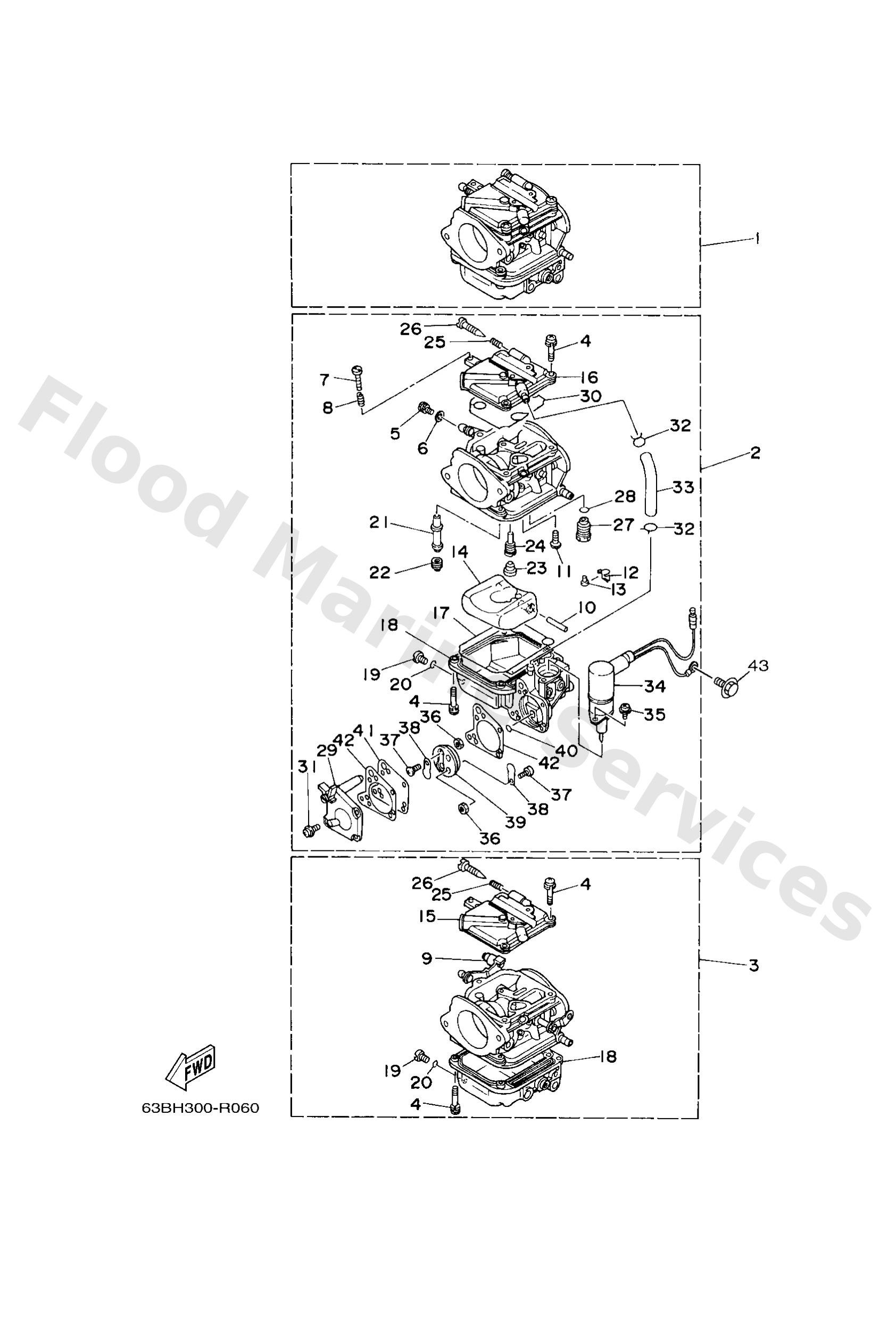 Yamaha 63D143010200 Carburetor assy 1
