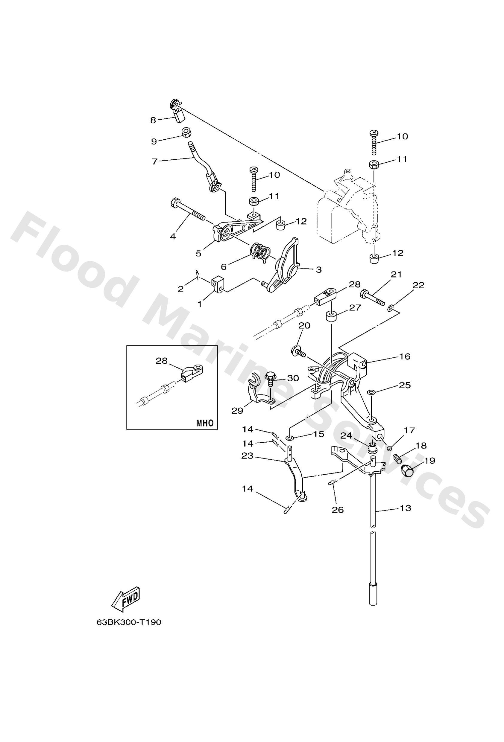 Yamaha 63D441200200 Handle gear shift assy