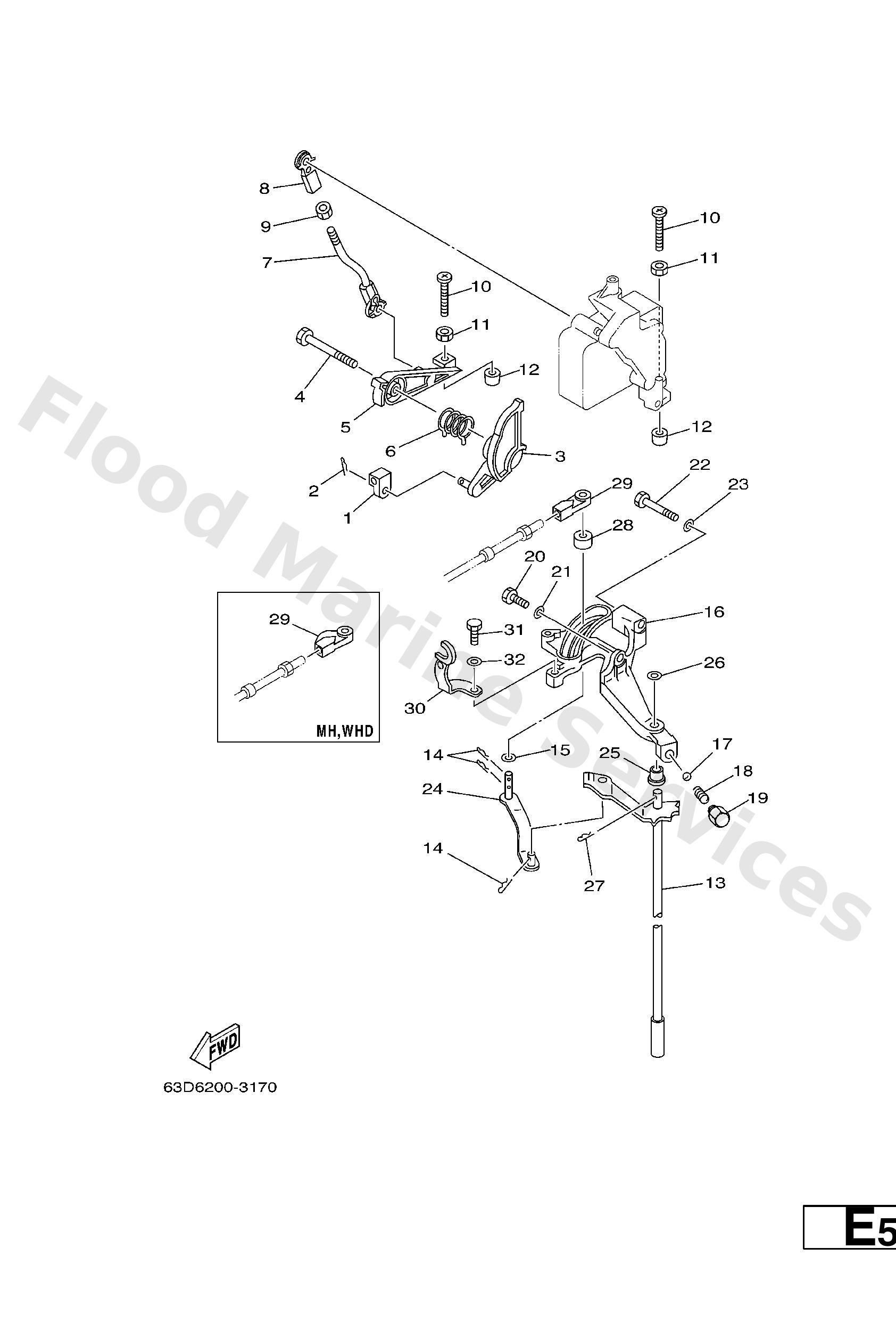 Yamaha 63D441201000 Handle gear shift assy