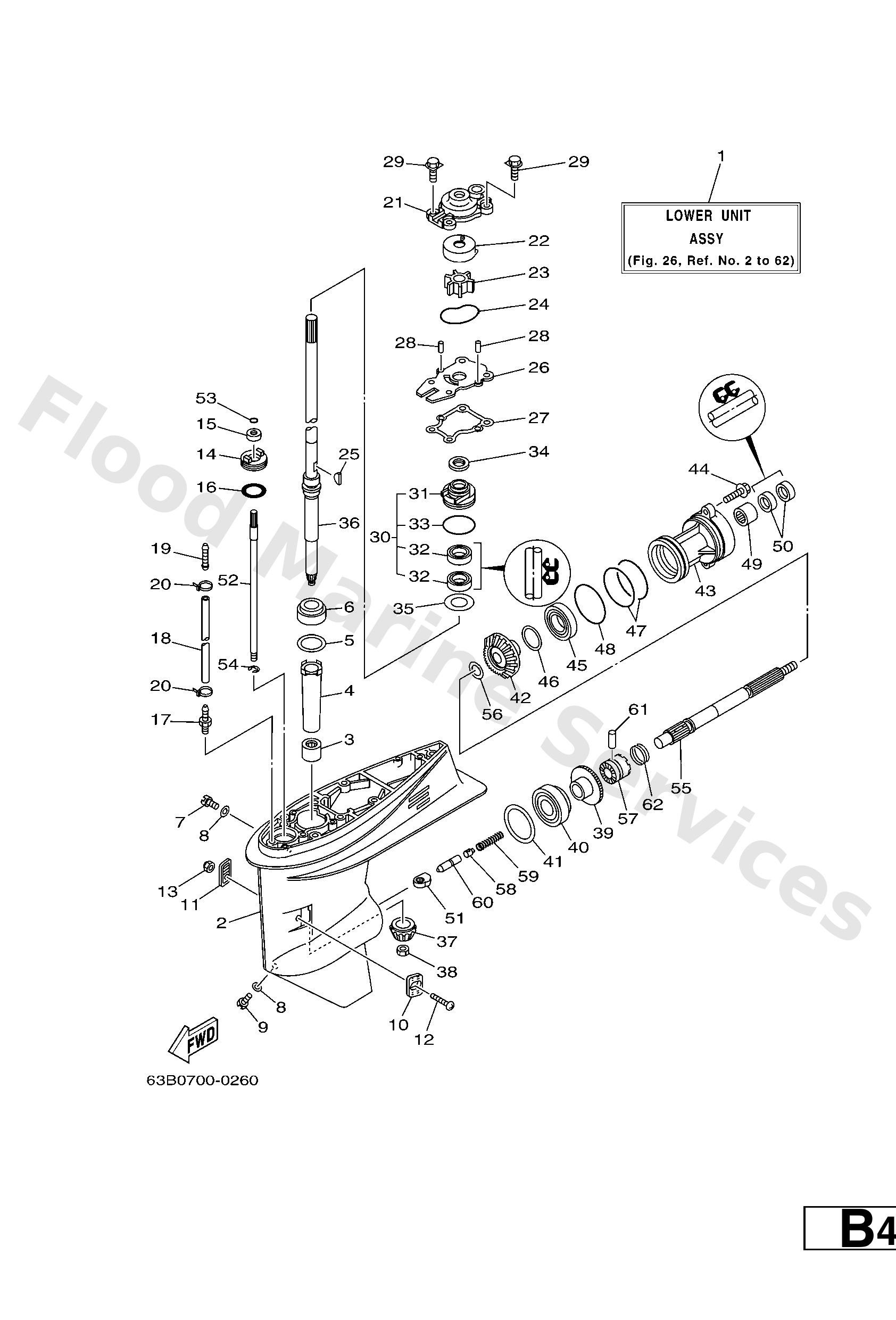 Yamaha 63D45300124D Lower unit assy