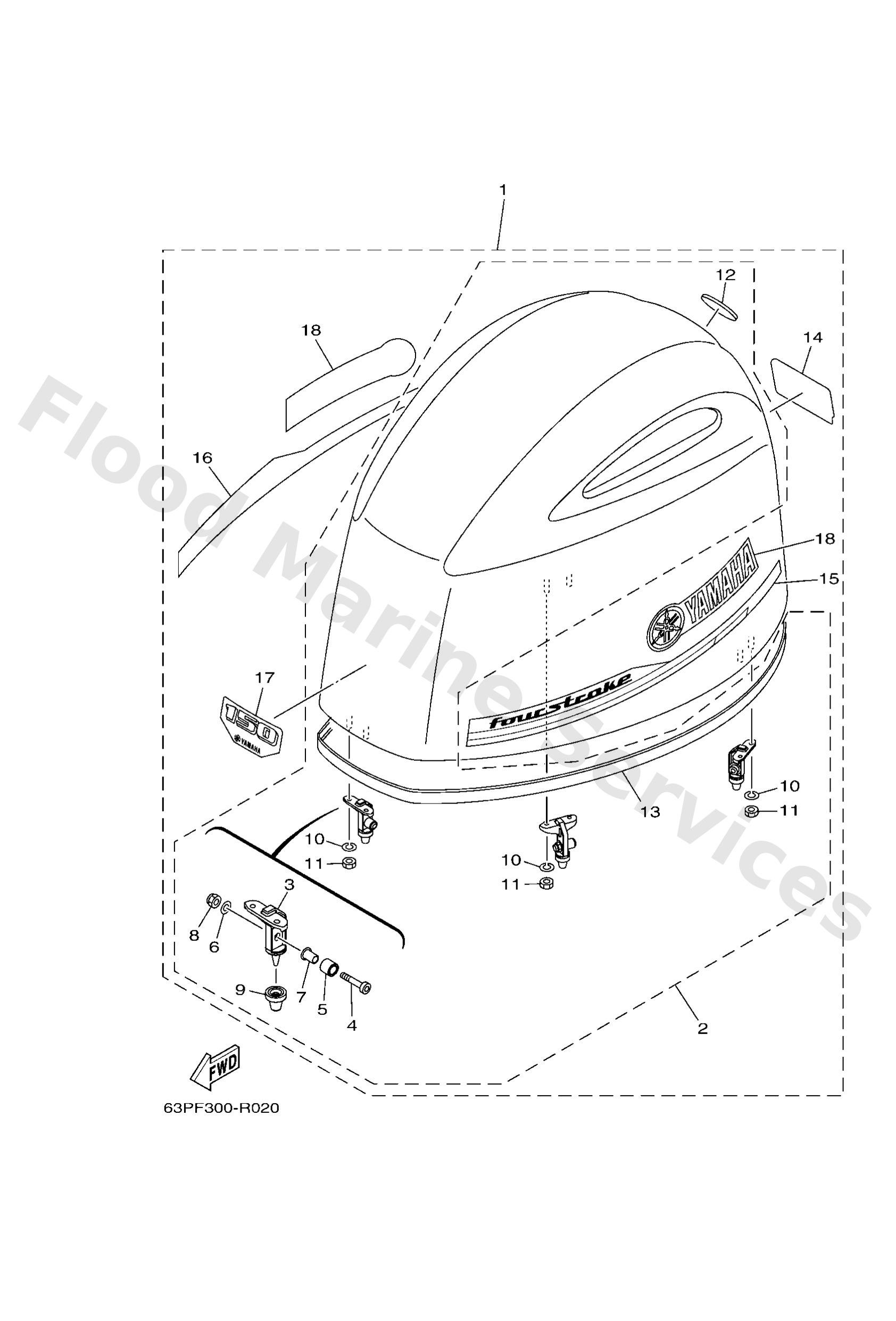 Yamaha 63P426107200 Top cowling assy
