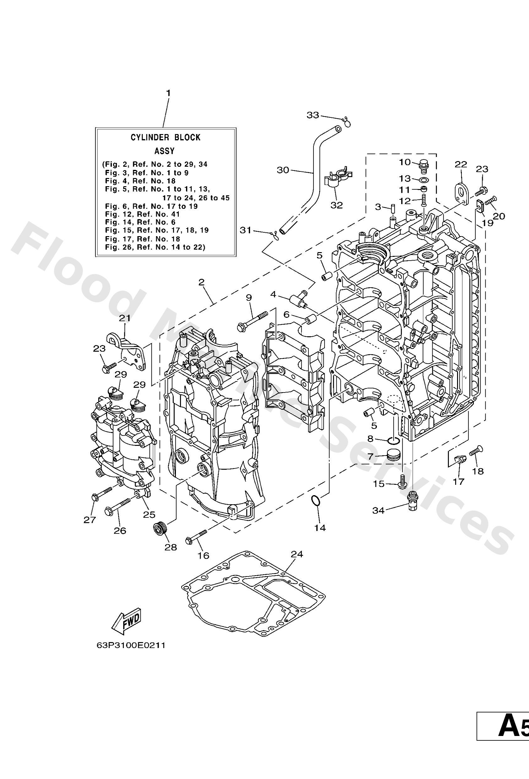 Yamaha 63PW1510021S Crankcase assy