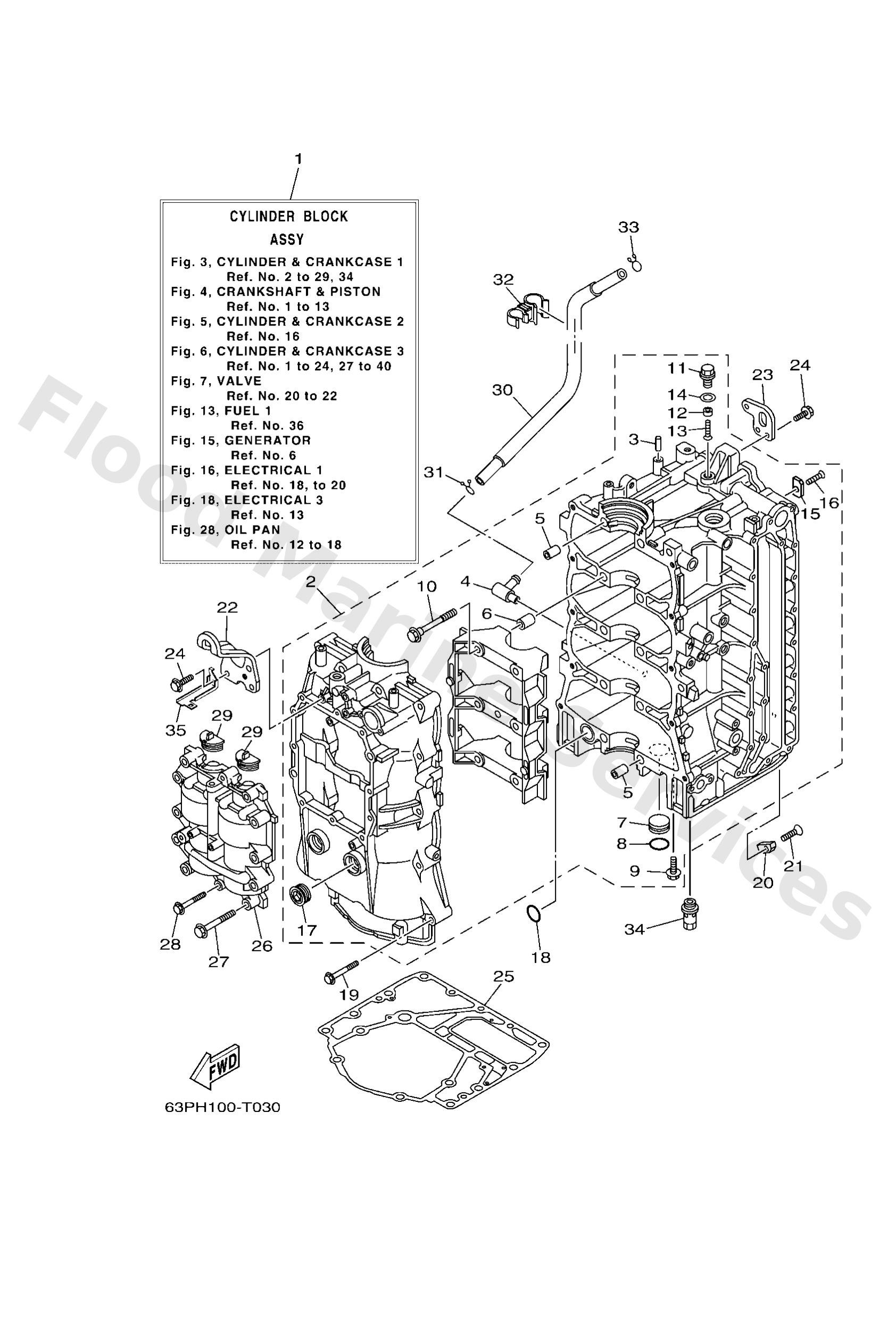 Yamaha 63PW1510049S Crankcase assy