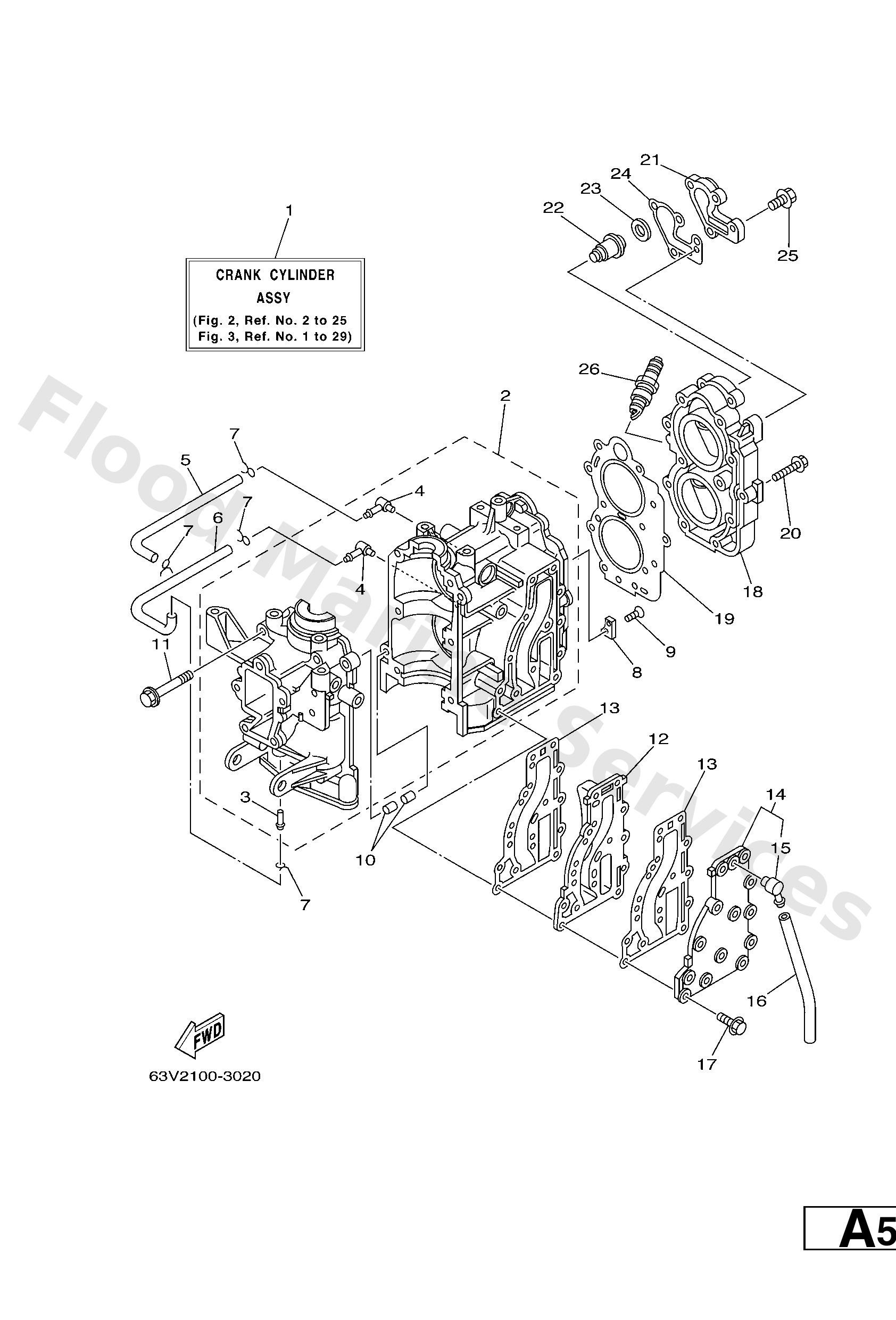 Yamaha 63V15100021S Crankcase assy