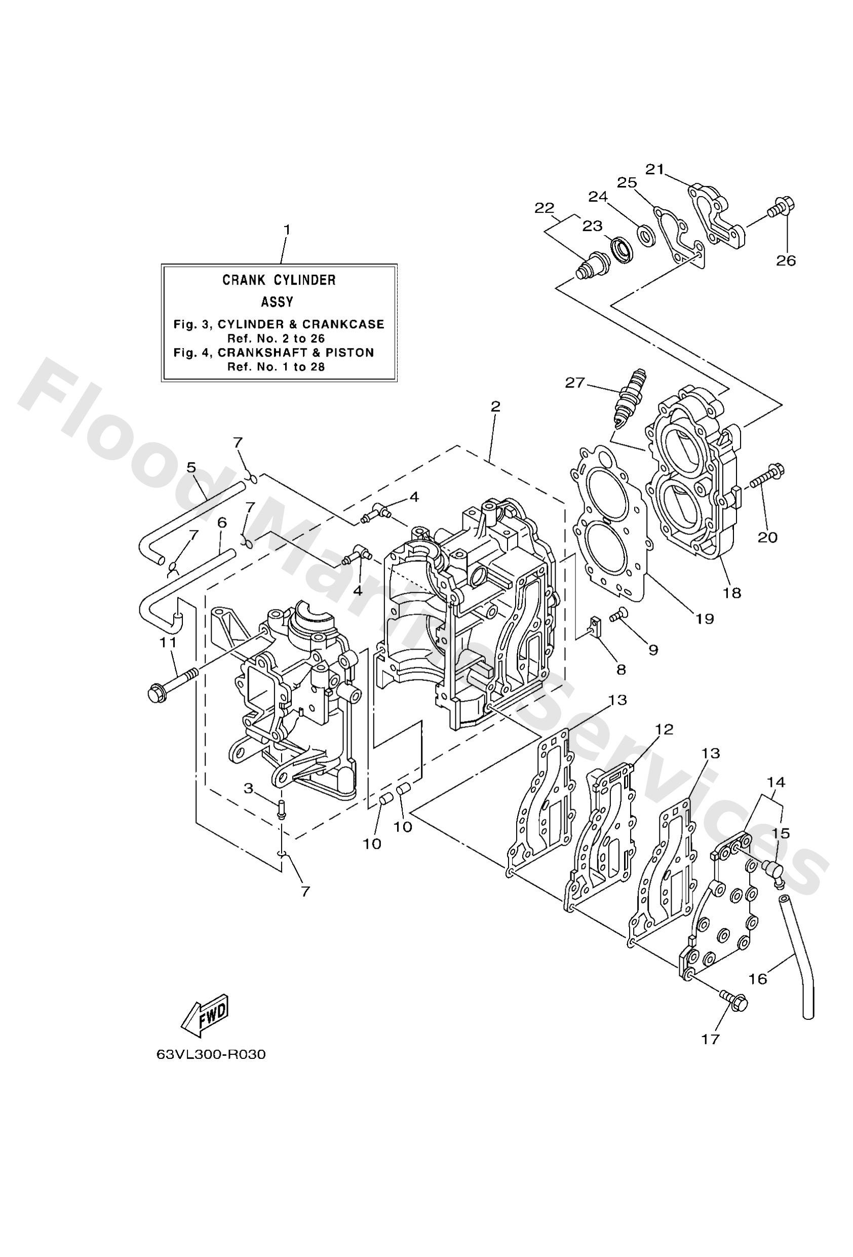 Yamaha 63V151000300 Crankcase assy