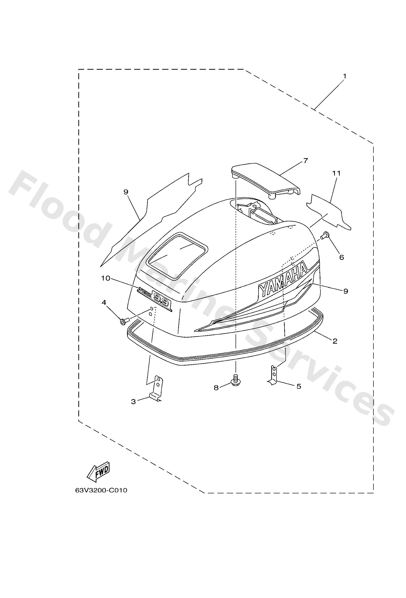 Yamaha 63V426102000 Top Cowling Assy