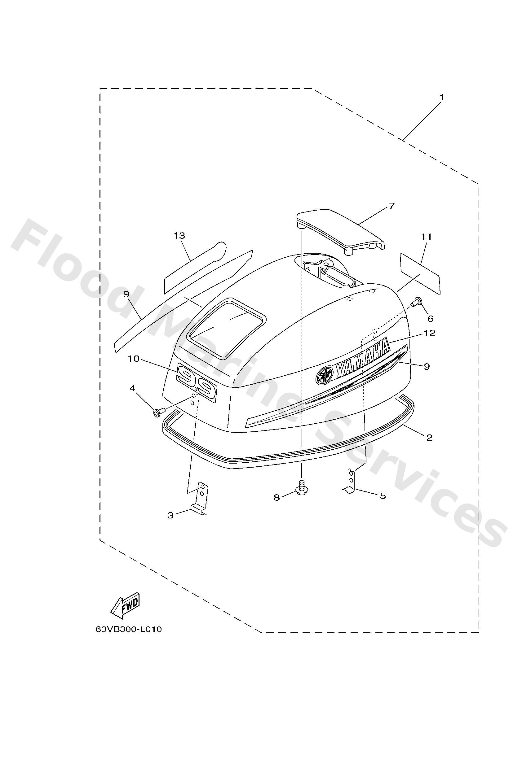 Yamaha 63W426100000 Top cowling assy