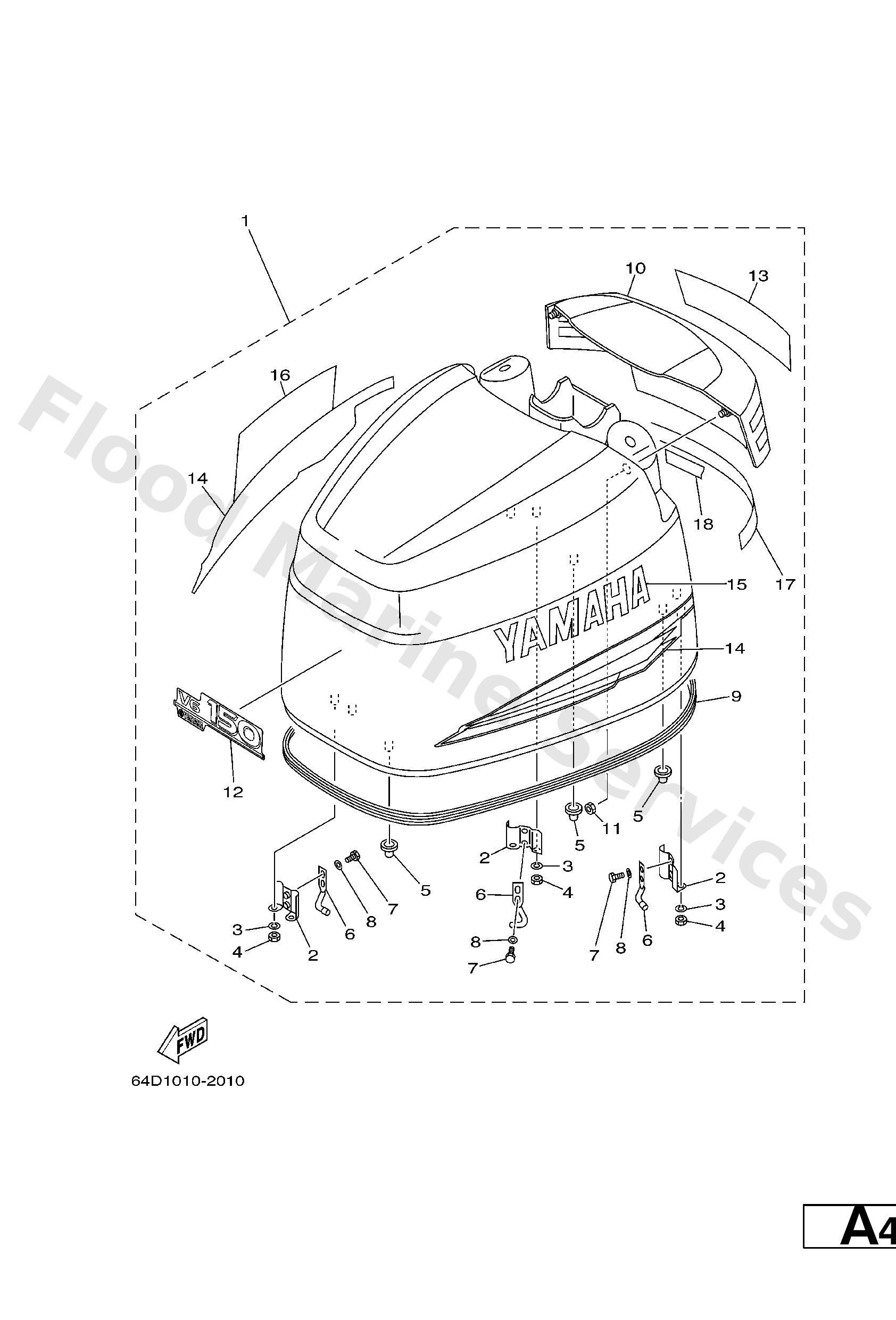 Yamaha 64D42610504D Top cowling assy
