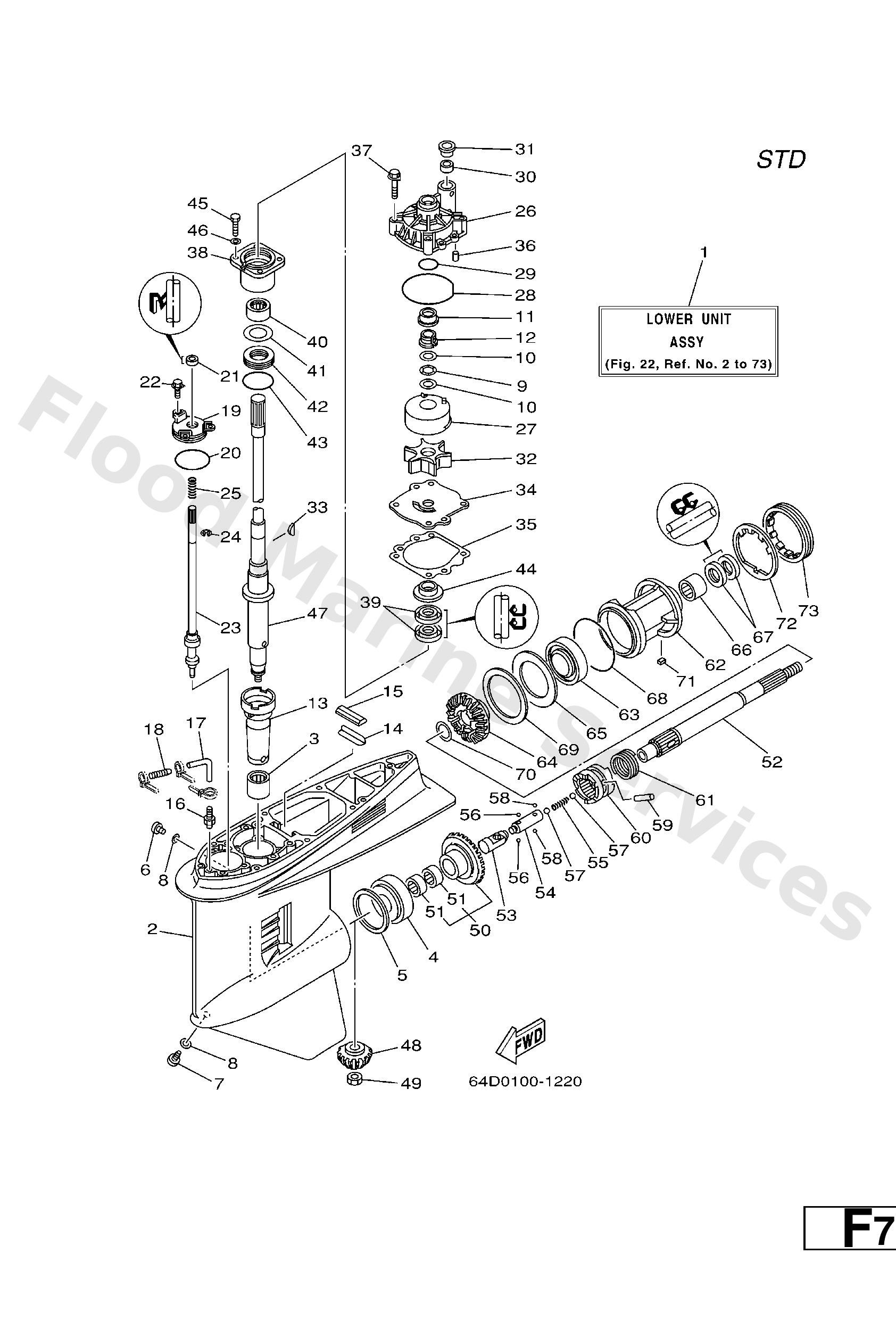 Yamaha 64E45300028D Lower unit assy