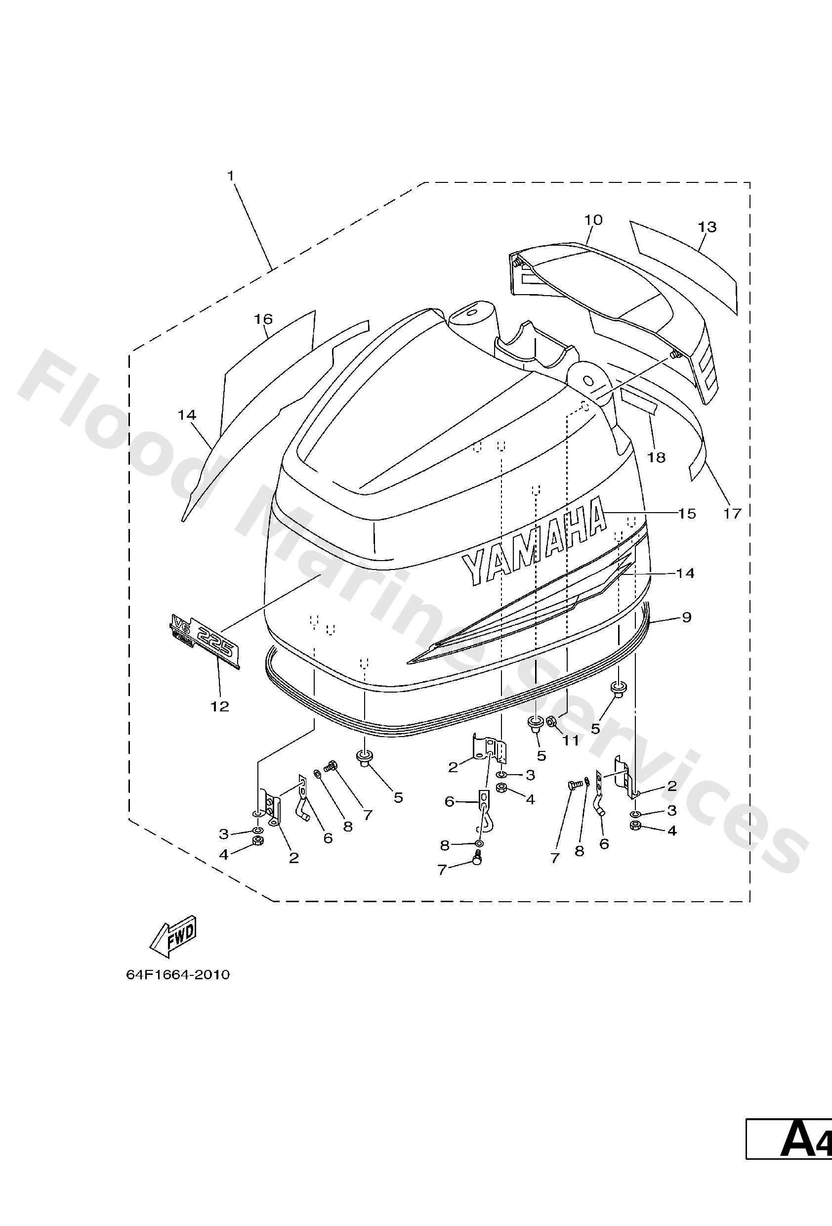 Yamaha 64F42610504D Top cowling assy
