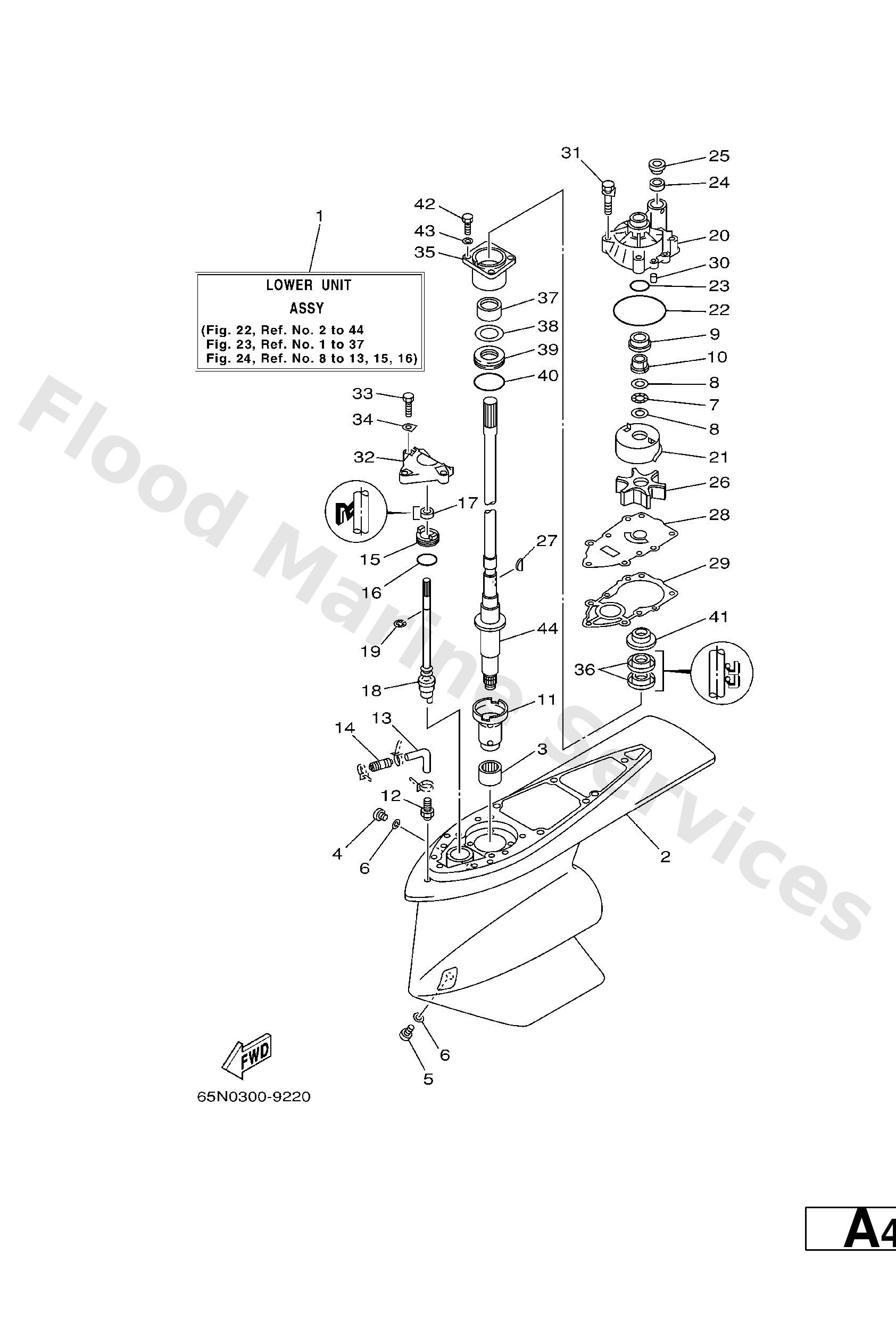 Yamaha 65N4530001NA Lower unit assy