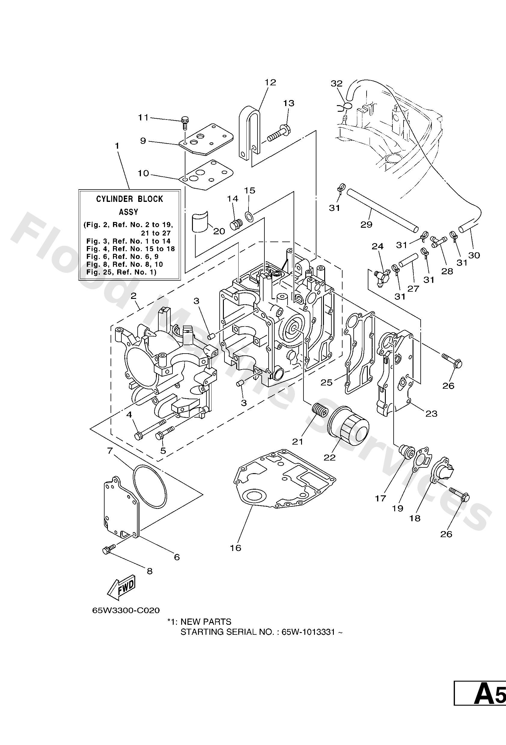 Yamaha 65W15100111S Crankcase assy