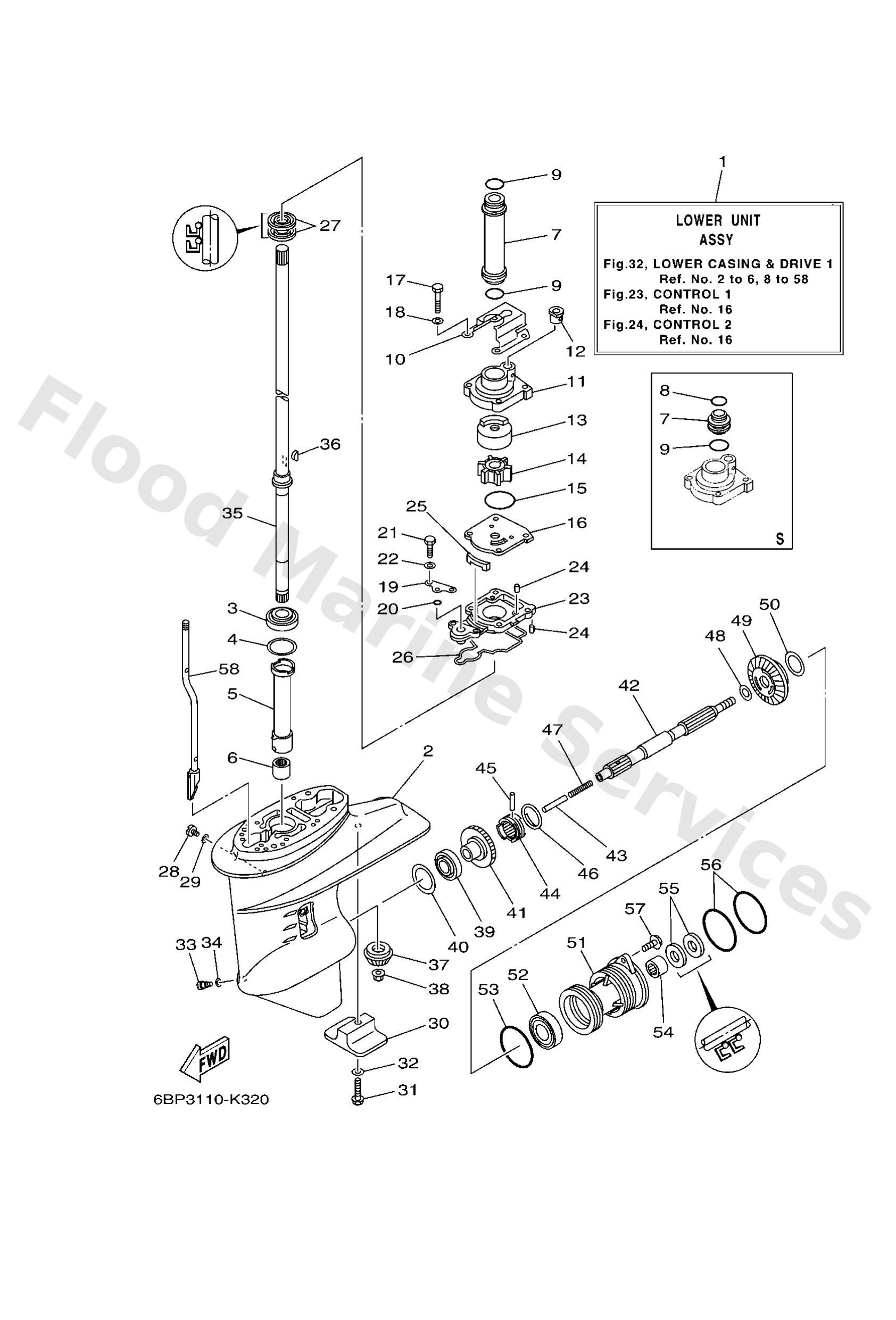 Yamaha 65W45300018D Lower unit assy