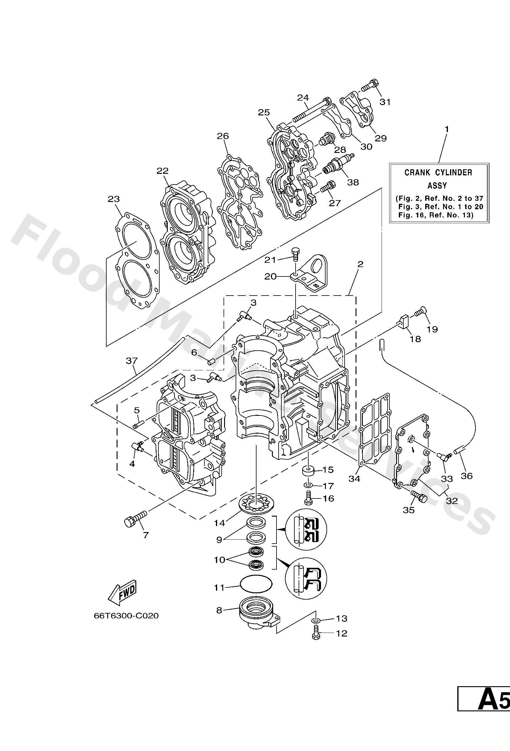 Yamaha 66T15100021S Crankcase assy