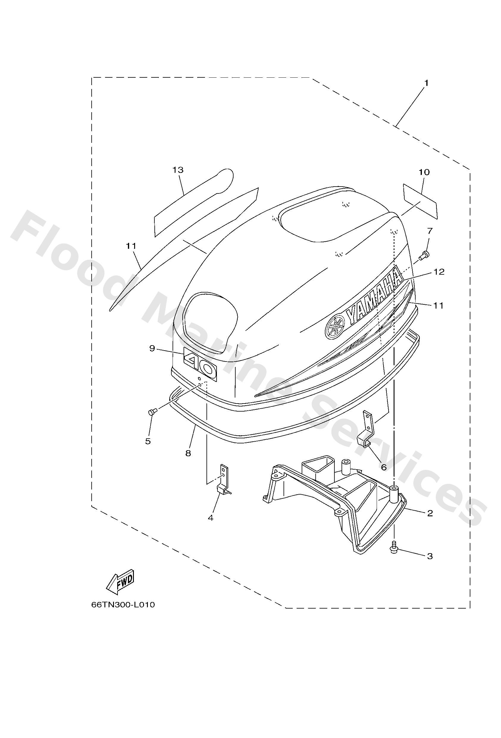 Yamaha 66T426100000 Top cowling assy