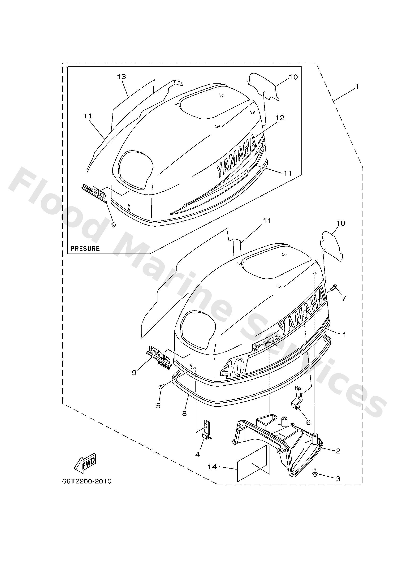 Yamaha 66T42610K04D Top cowling assy