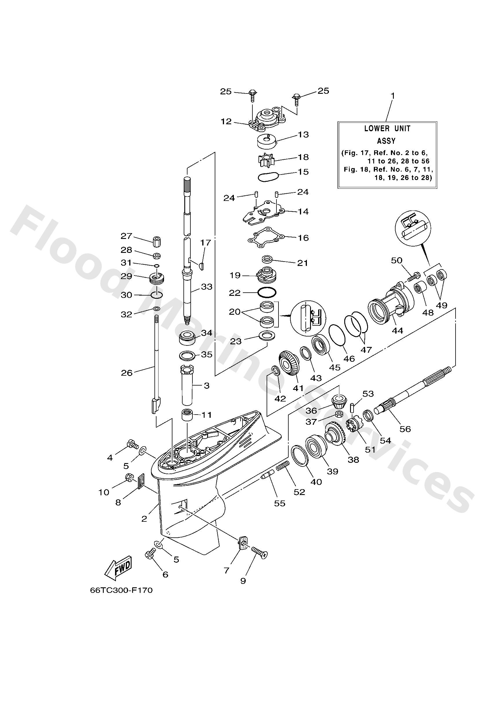 Yamaha 66T45300124D Lower unit assy