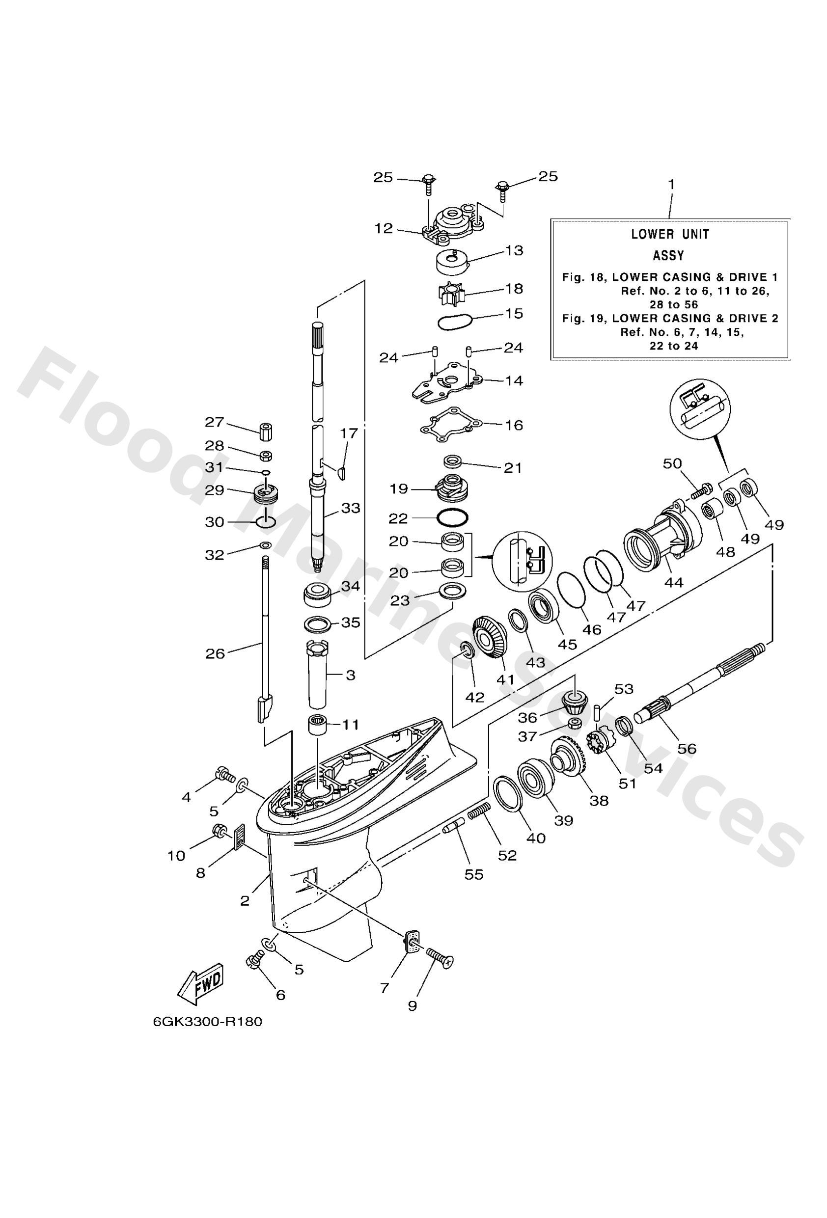 Yamaha 66T45300138D Lower unit assy