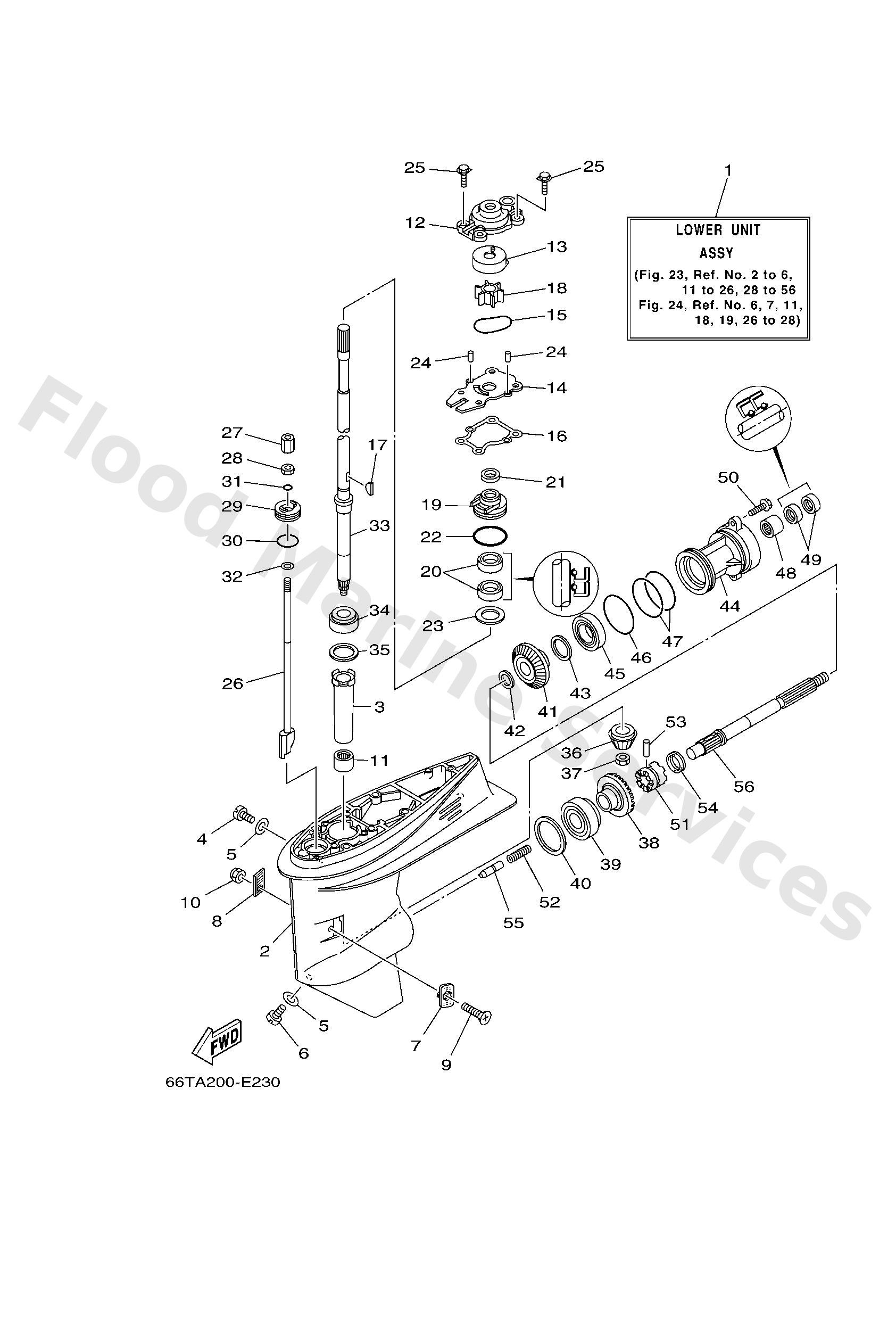 Yamaha 66T45300324D Lower unit assy