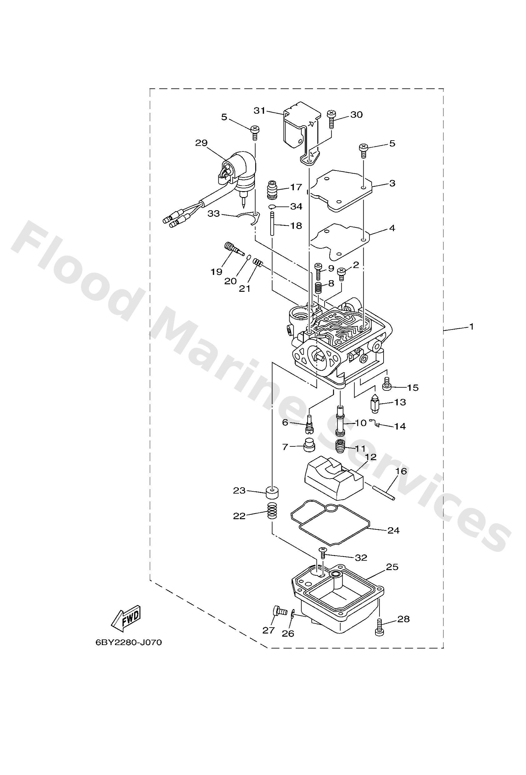 Yamaha 6AG14301J000 Carburetor assy 1