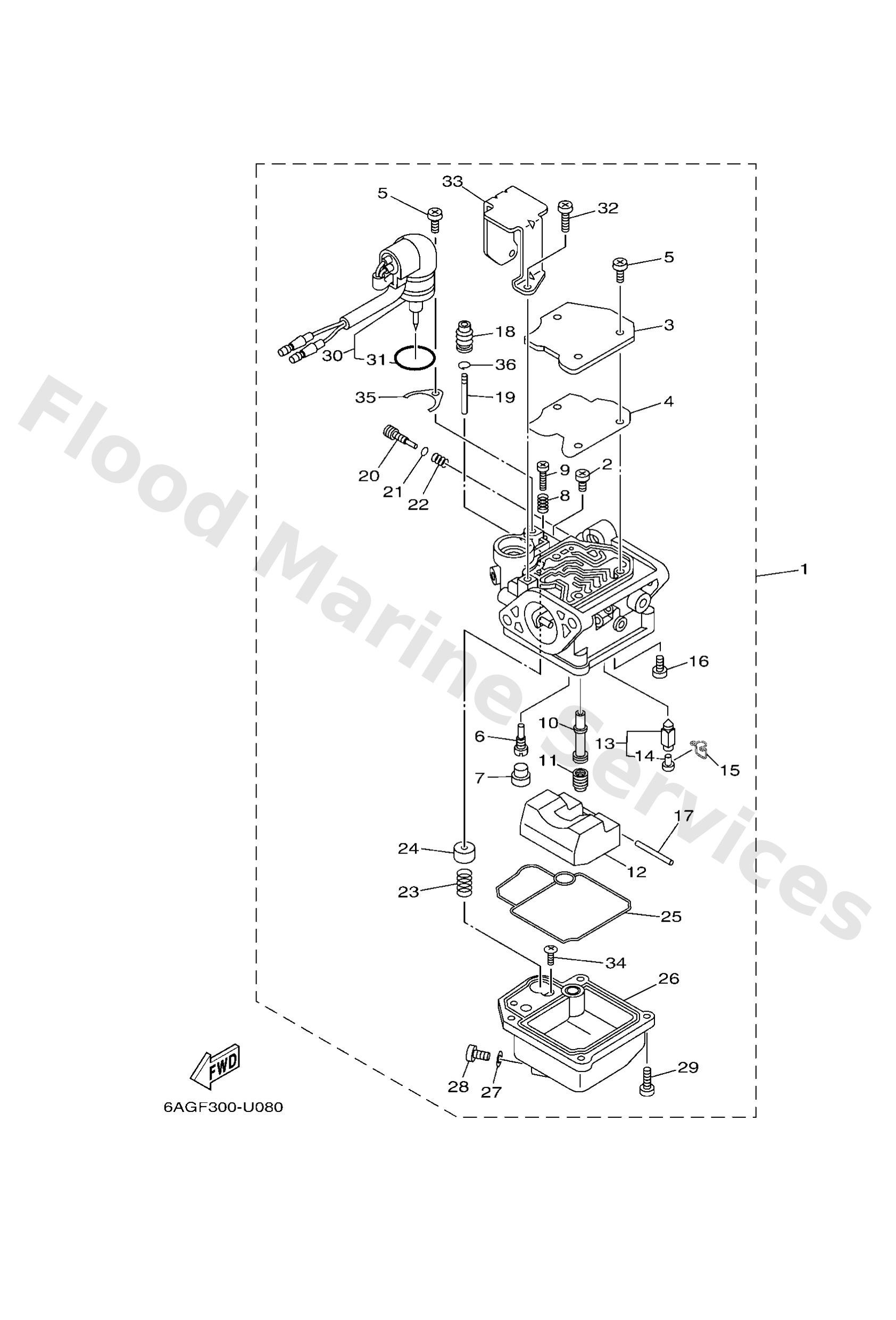 Yamaha 6AG14301K100 Carburetor assy 1