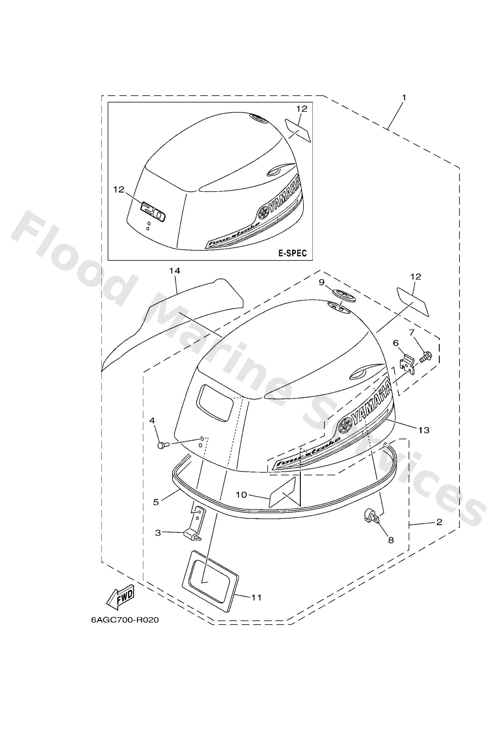 Yamaha 6AG426106400 Top cowling assy