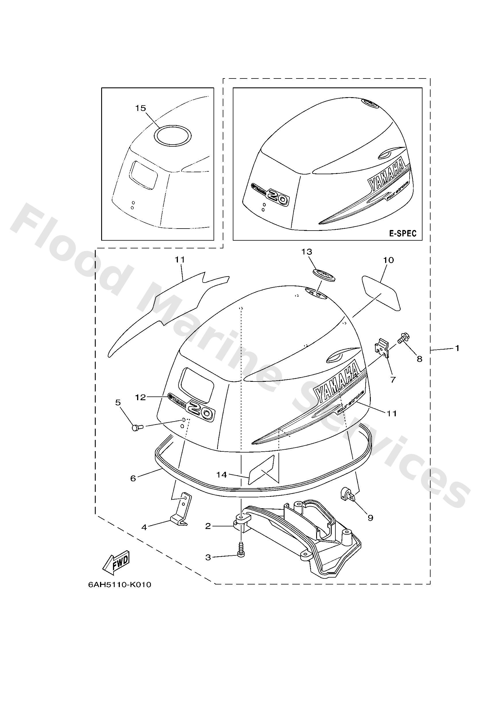 Yamaha 6AH426100100 Top cowling w/o graphics (6ah)