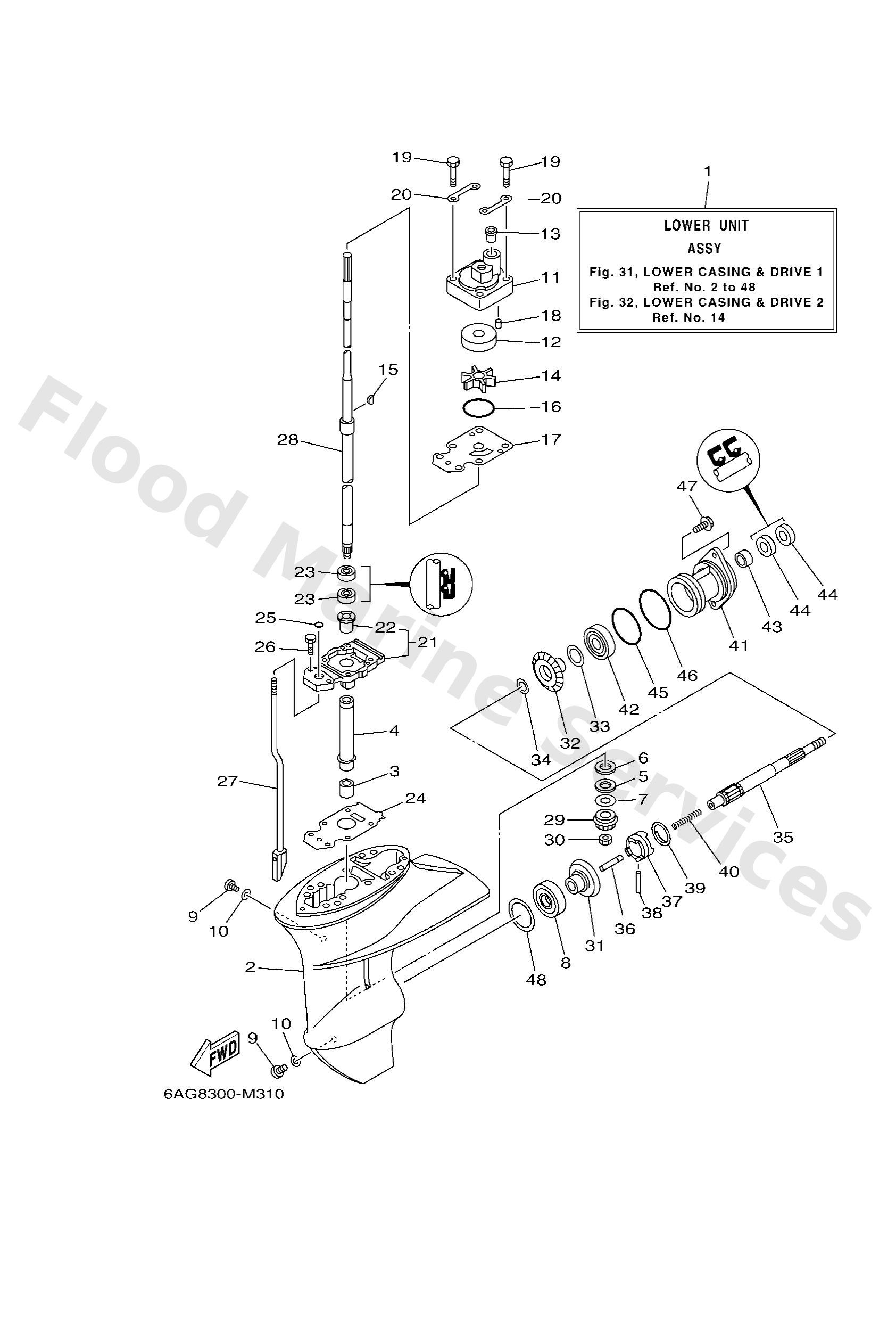 Yamaha 6AH45311008D Casing, lower