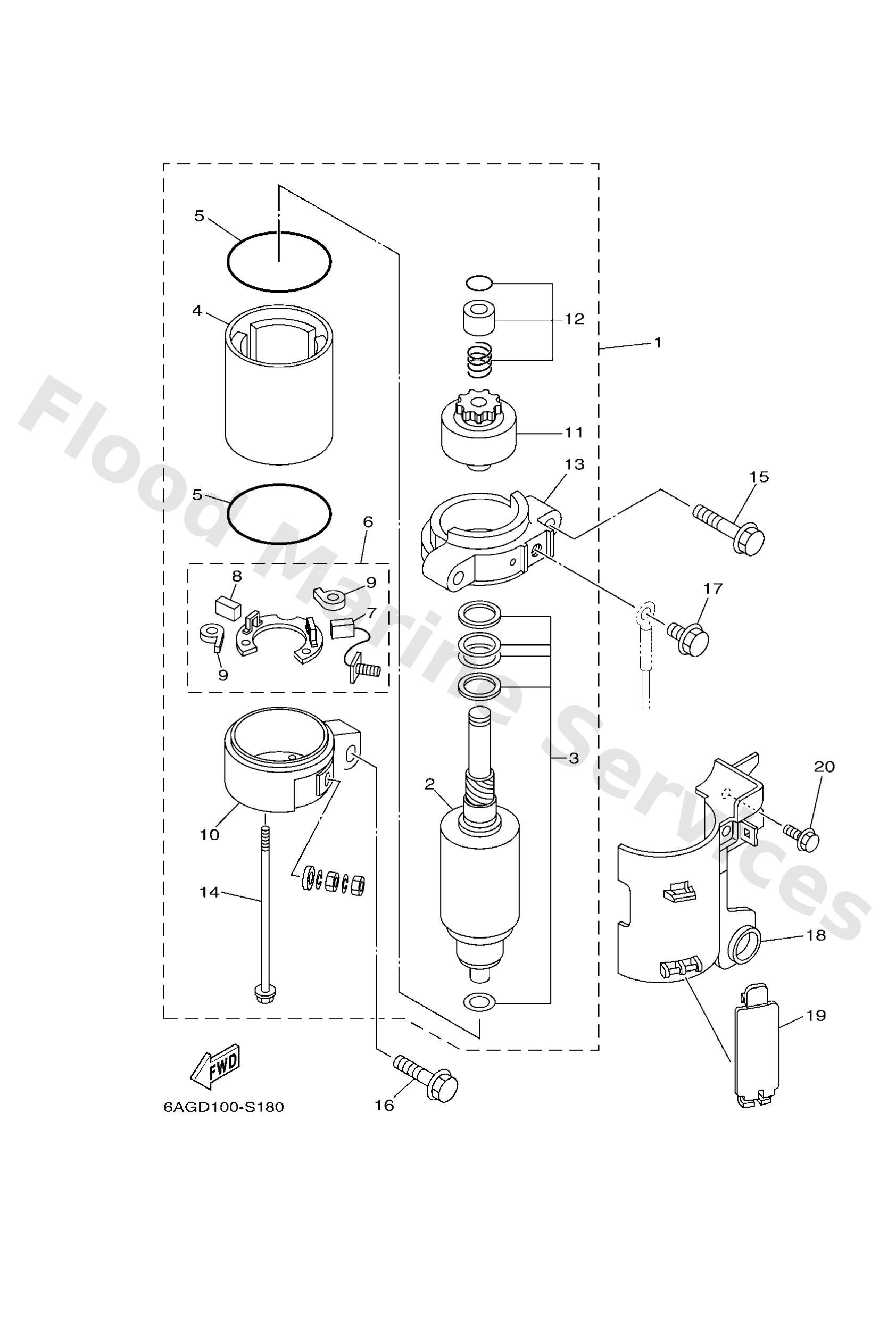 Yamaha 6AH818000100 Starting motor assy