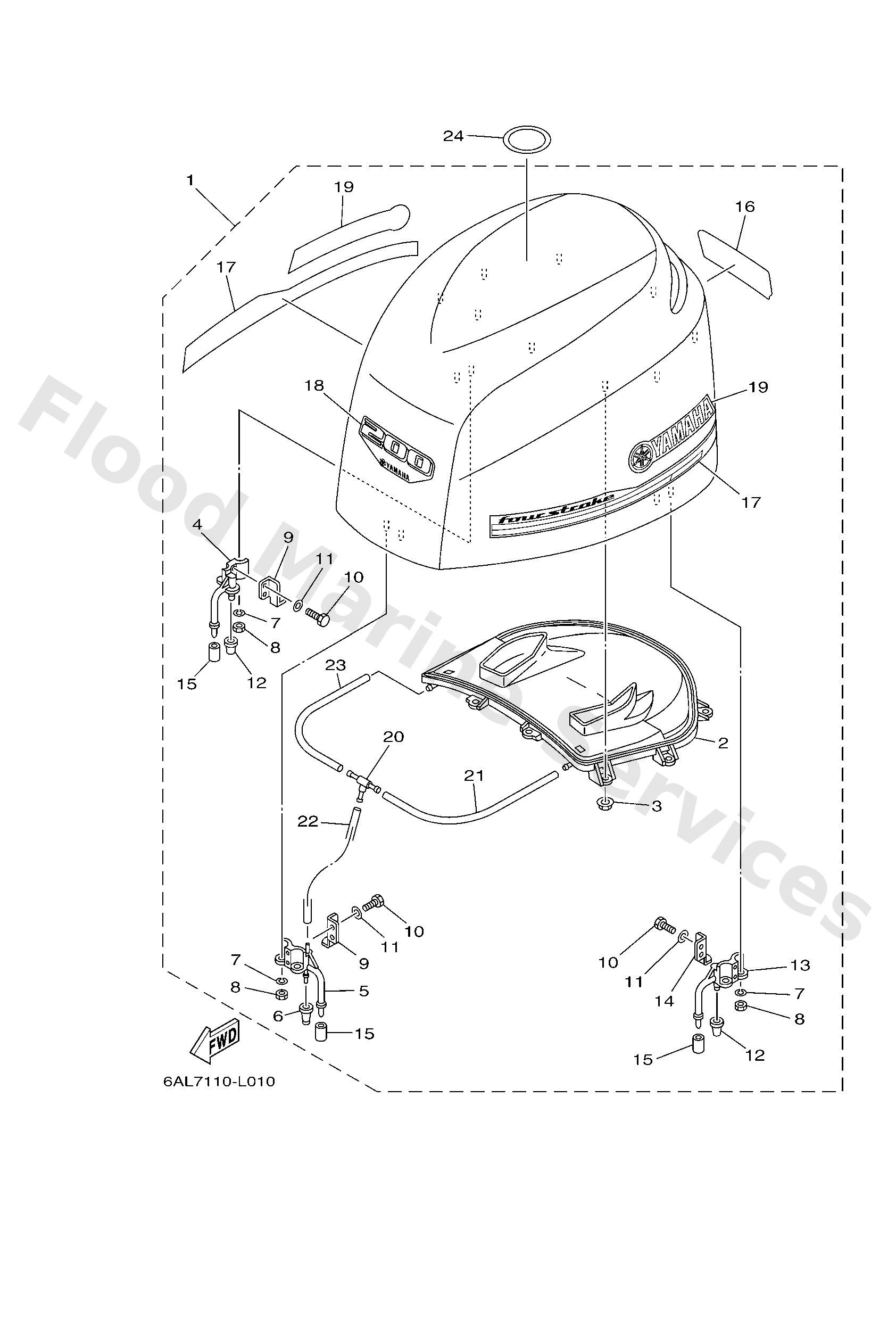 Yamaha 6AL426102000 Top cowling assy