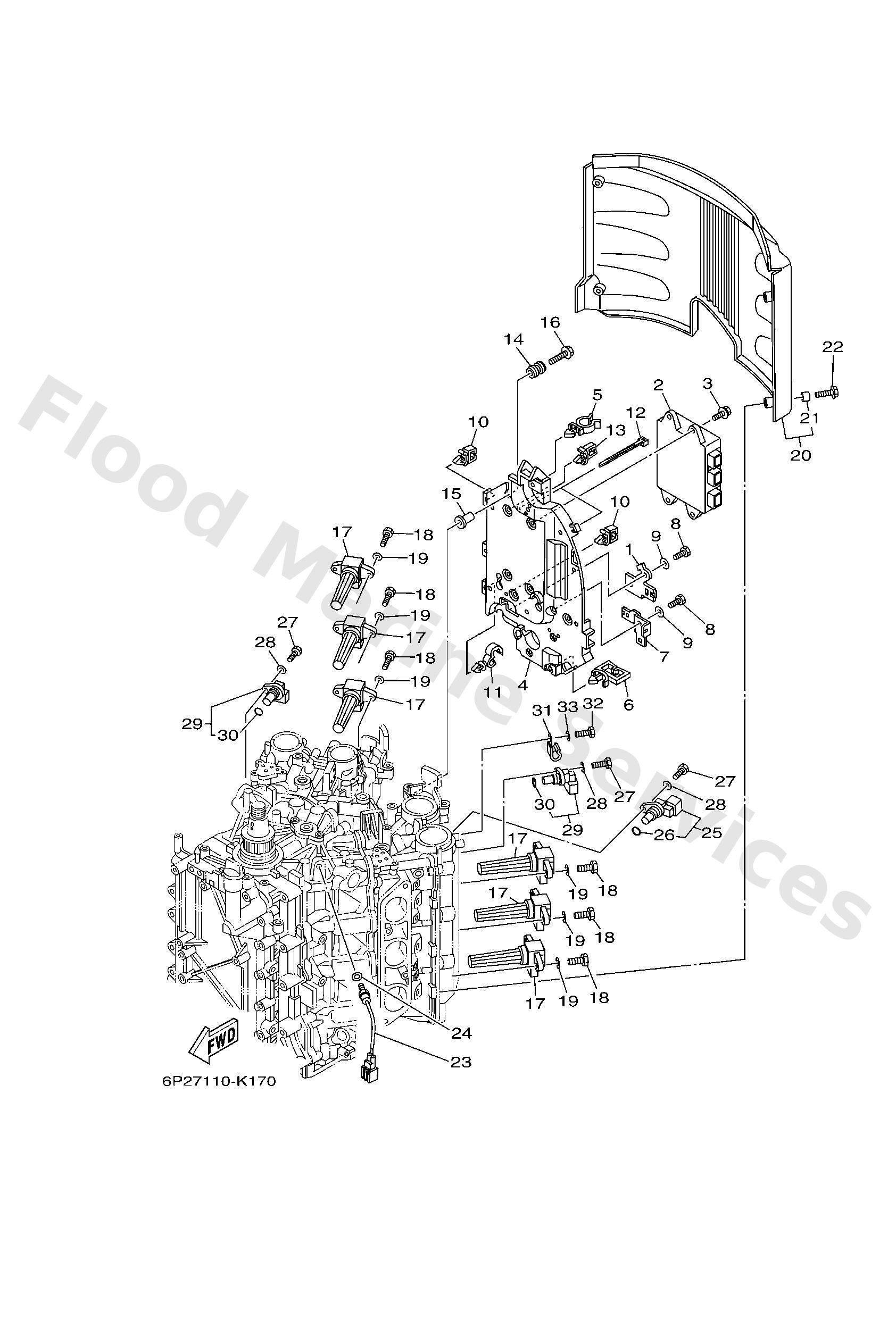 Yamaha 6AS8591A1300 Engine control unit assy