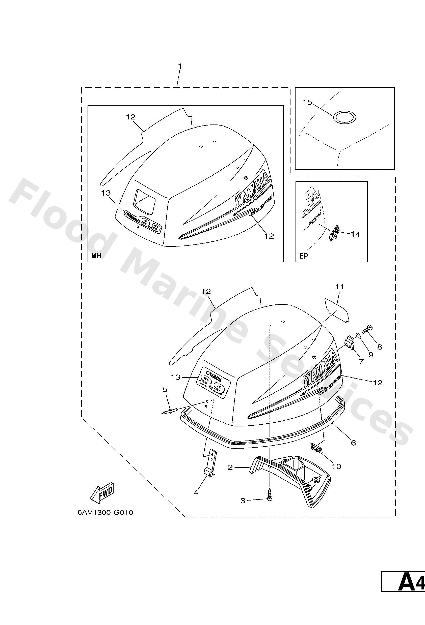 Yamaha 6AV42610304D Top cowling assy