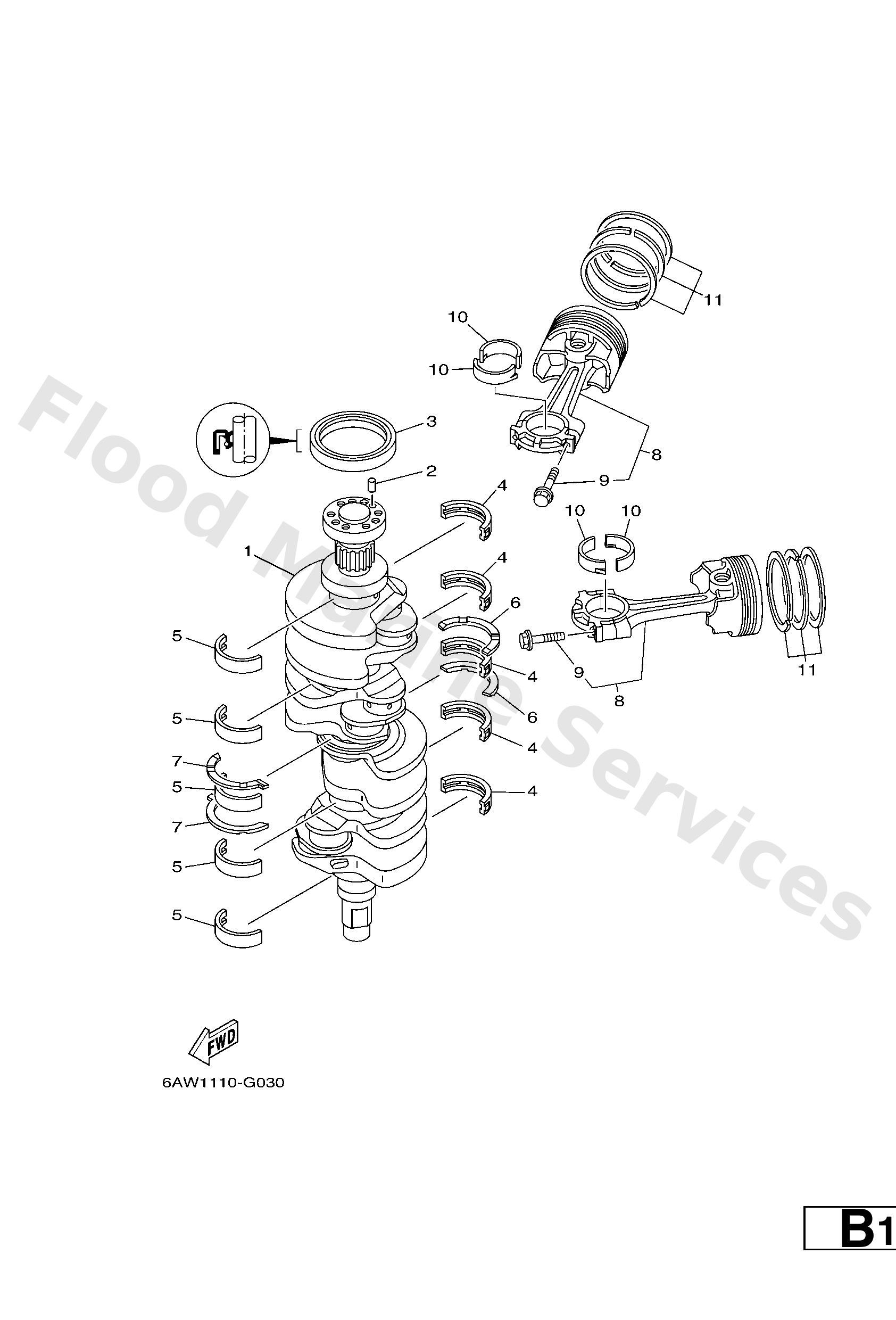 Yamaha 6AW114110000 Crankshaft