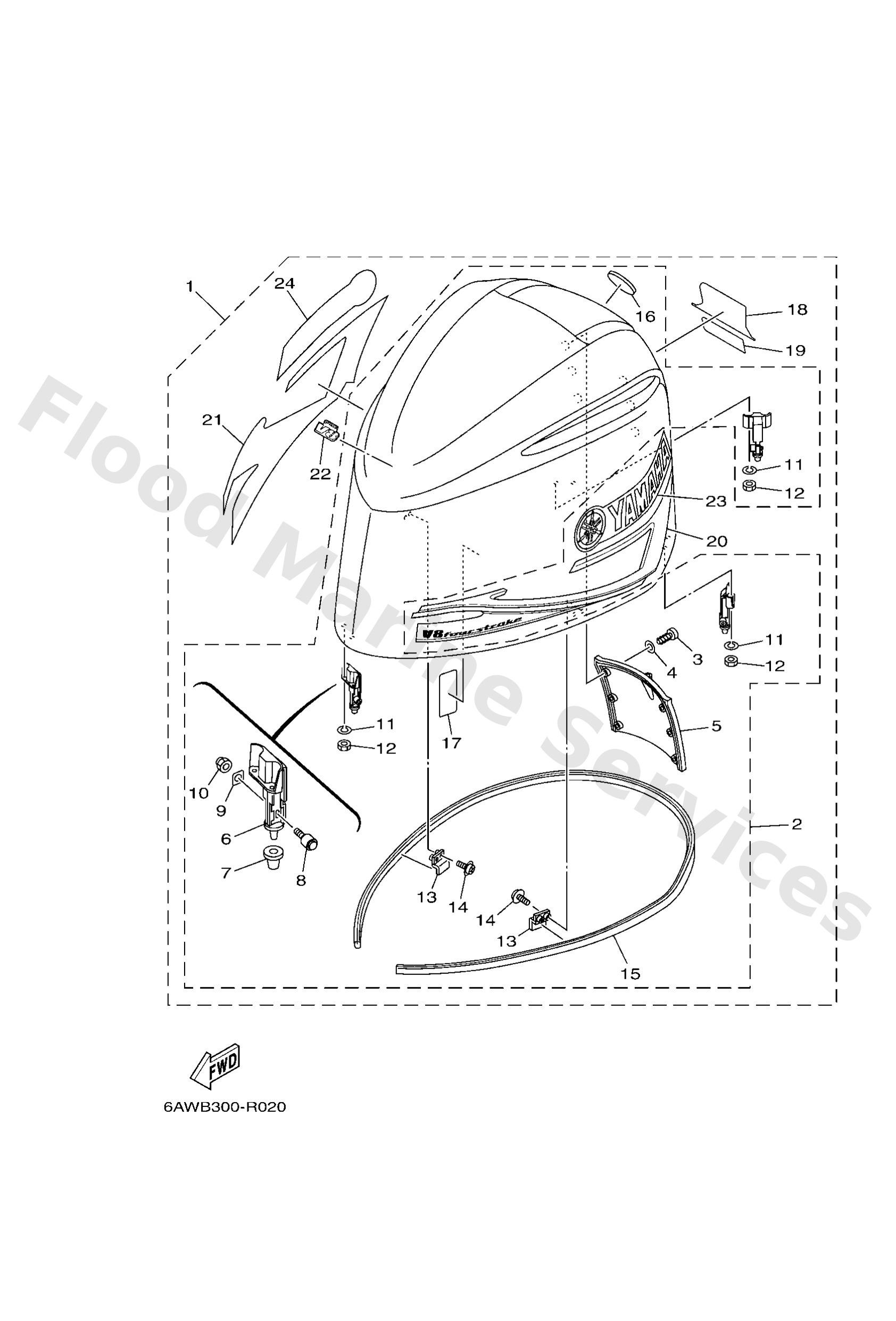Yamaha 6AW426103000 Top cowling assy
