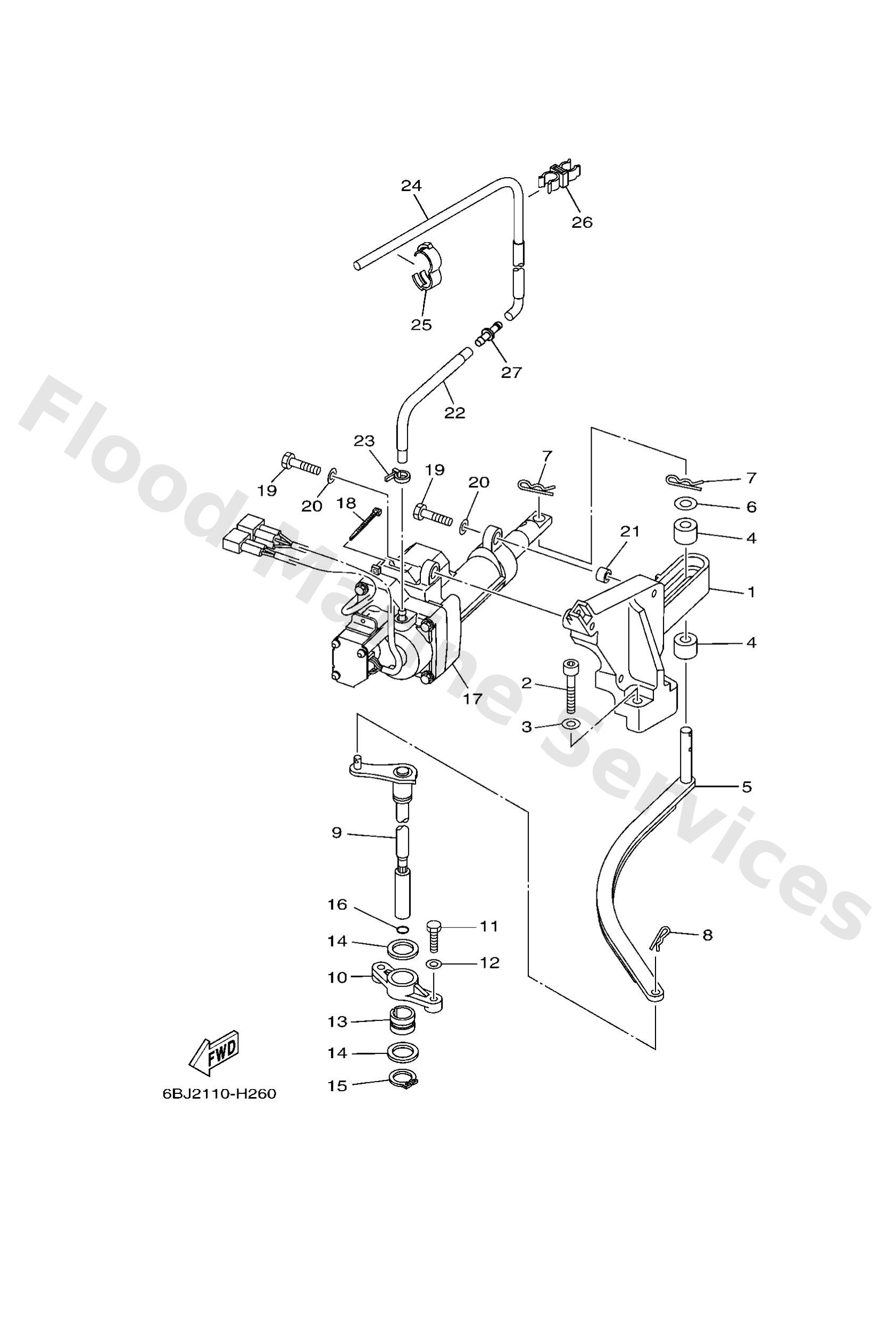 Yamaha 6AW441200000 Handle gear shift assy