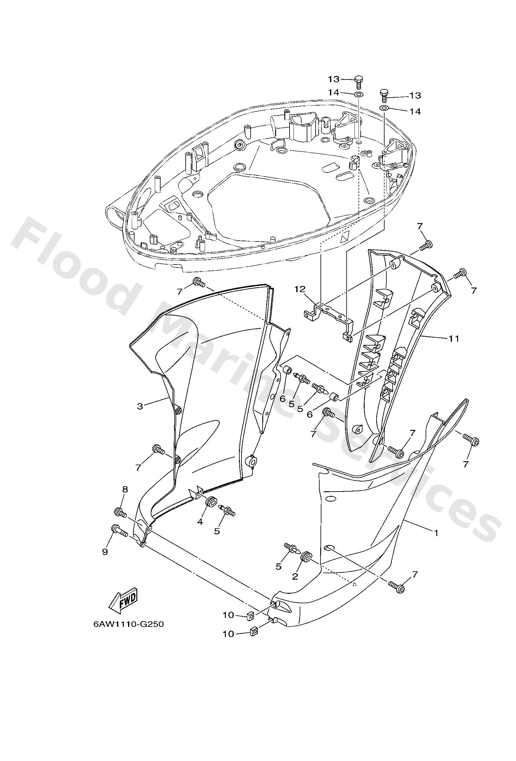 Yamaha 6AW45151008D Cover, upper casing