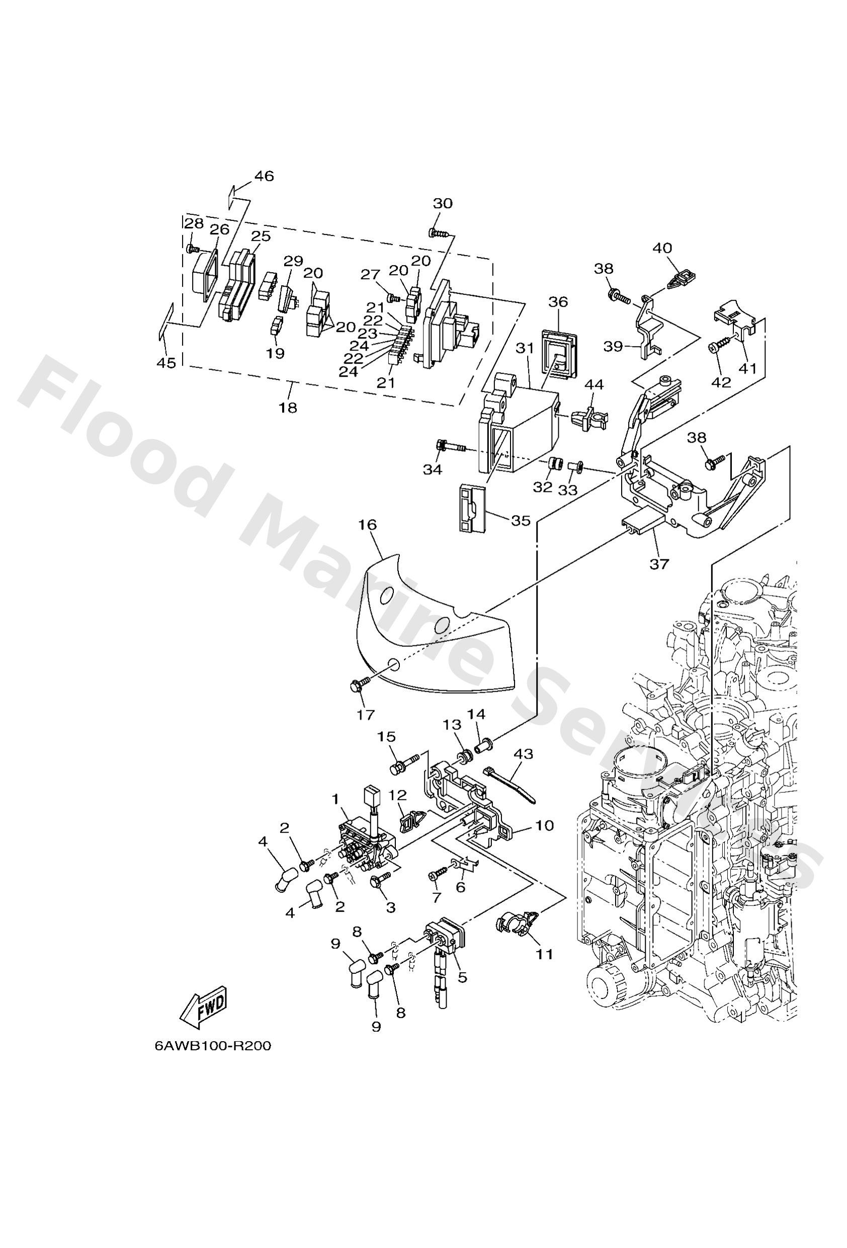 Yamaha 6AW821700300 Fuse box assy