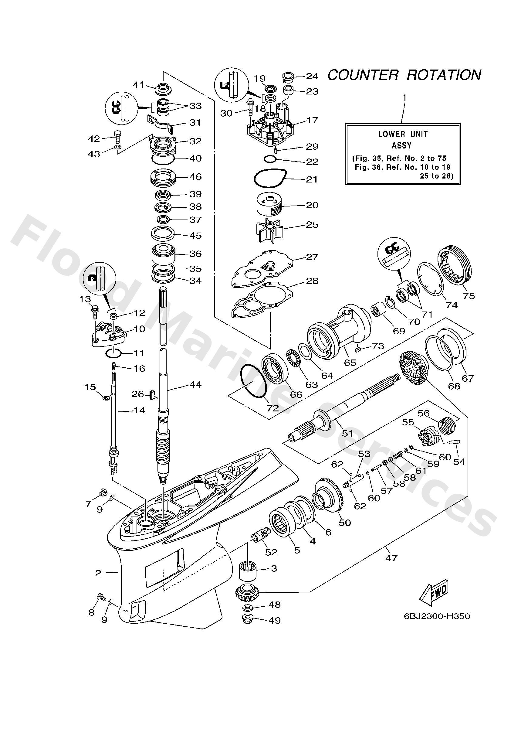 Yamaha 6AX45300308D Lower unit assy