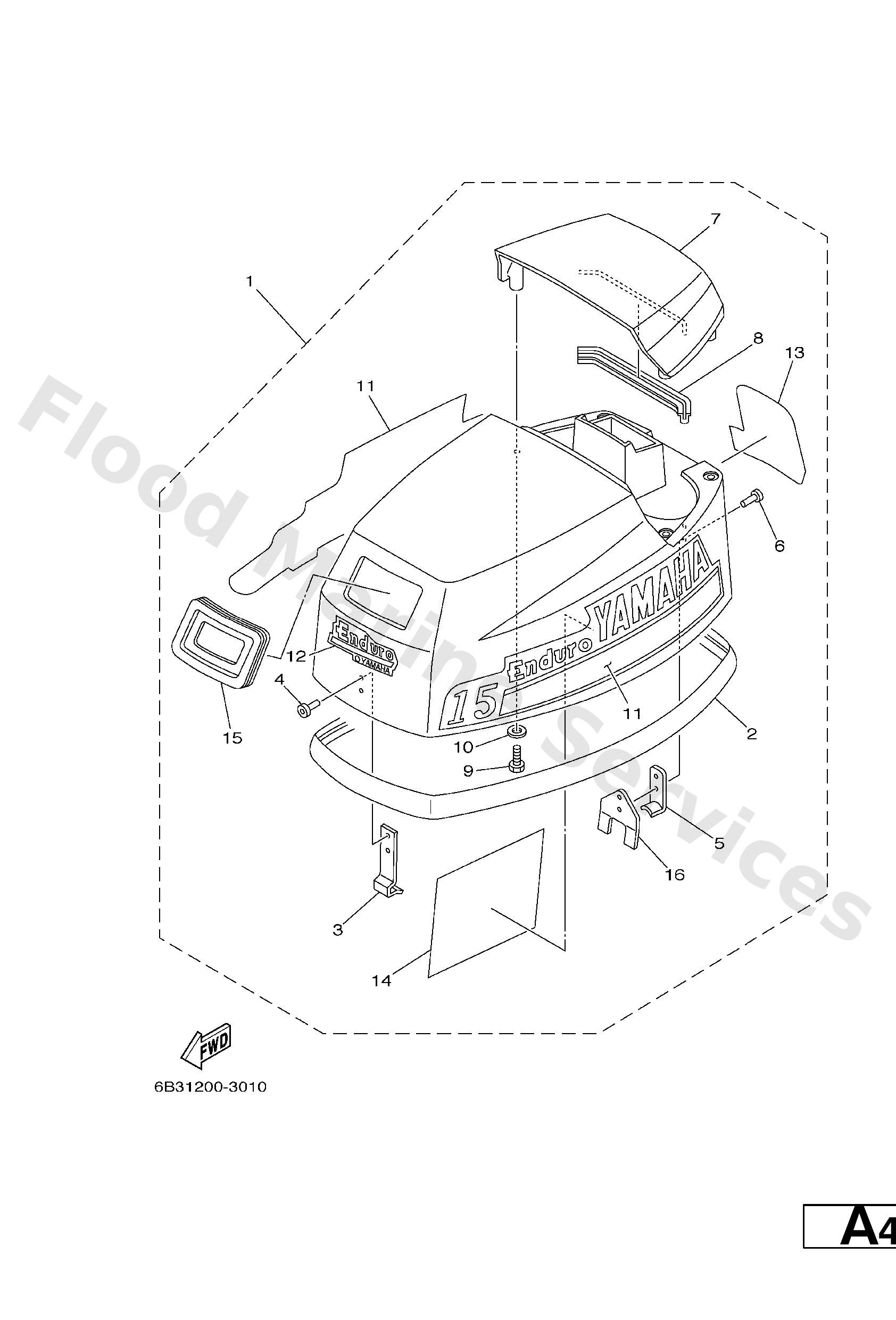 Yamaha 6B442610004D Top cowling assy