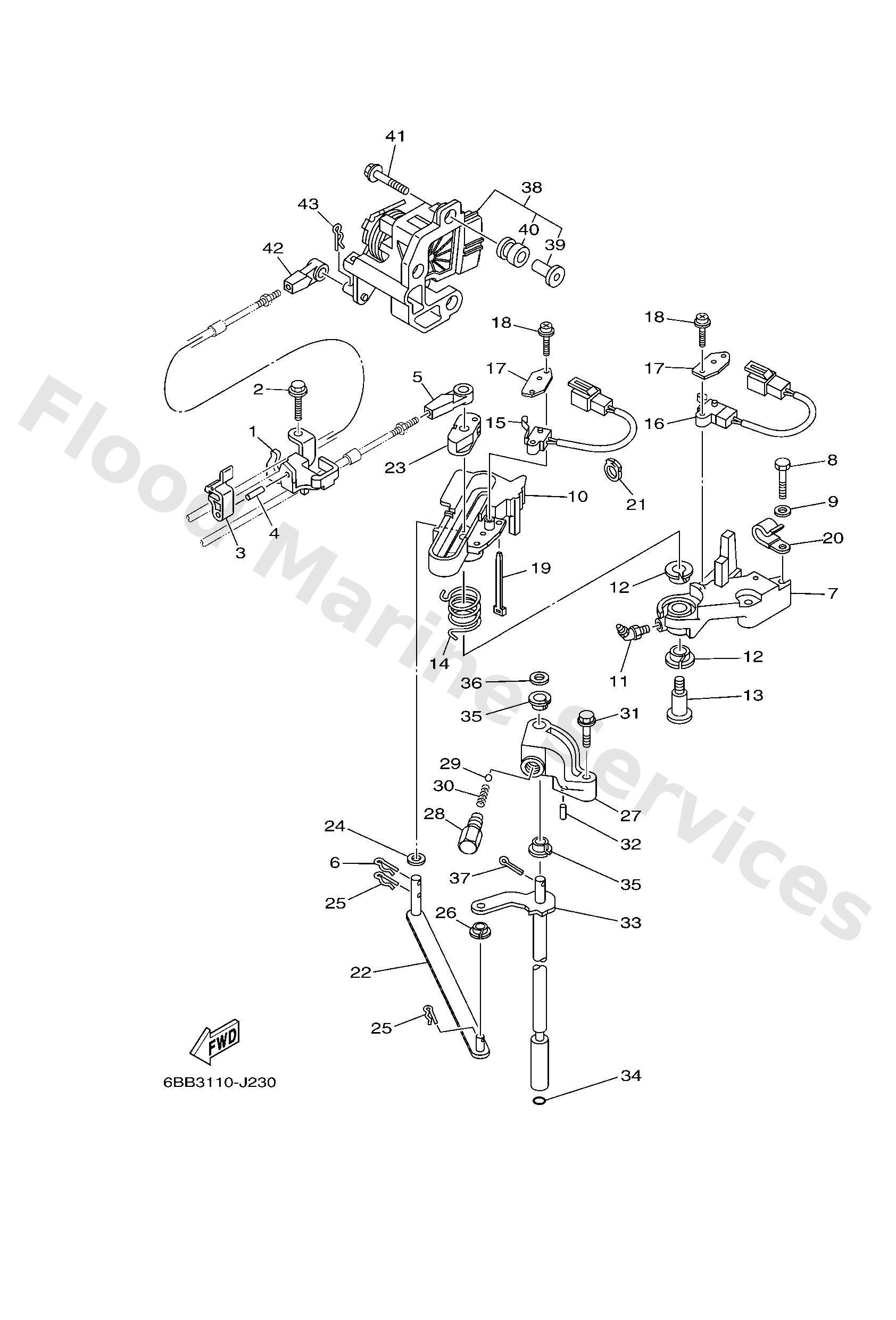 Yamaha 6BB441200100 Handle gear shift assy