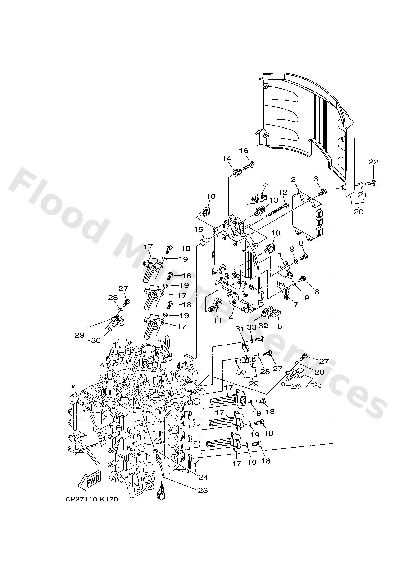 Yamaha 6BB8591A0000 Engine control unit assy