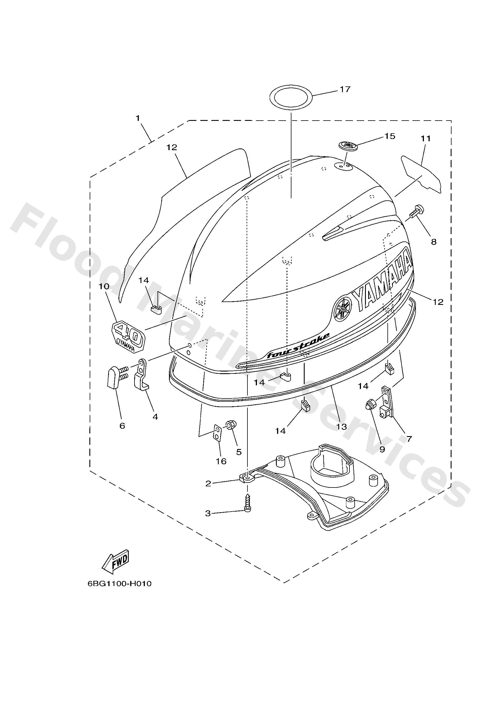 Yamaha 6BG42610008D Top cowling assy