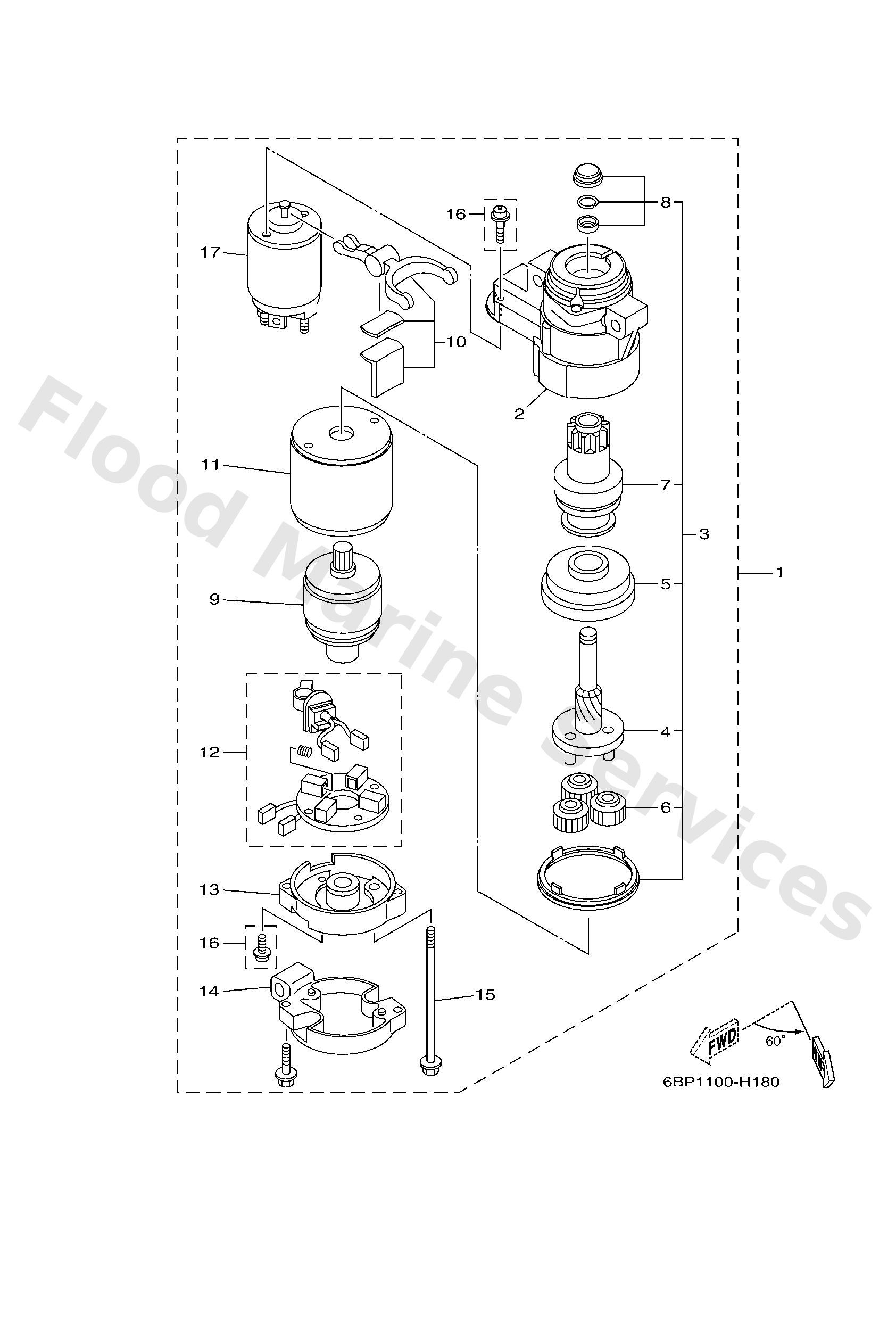 Yamaha 6BG818570000 Pinion stopper set