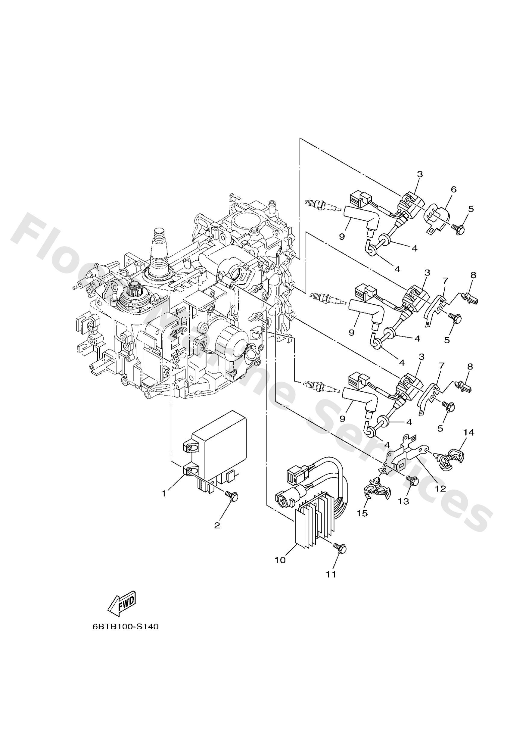 Yamaha 6BG8591A0500 Engine control unit assy