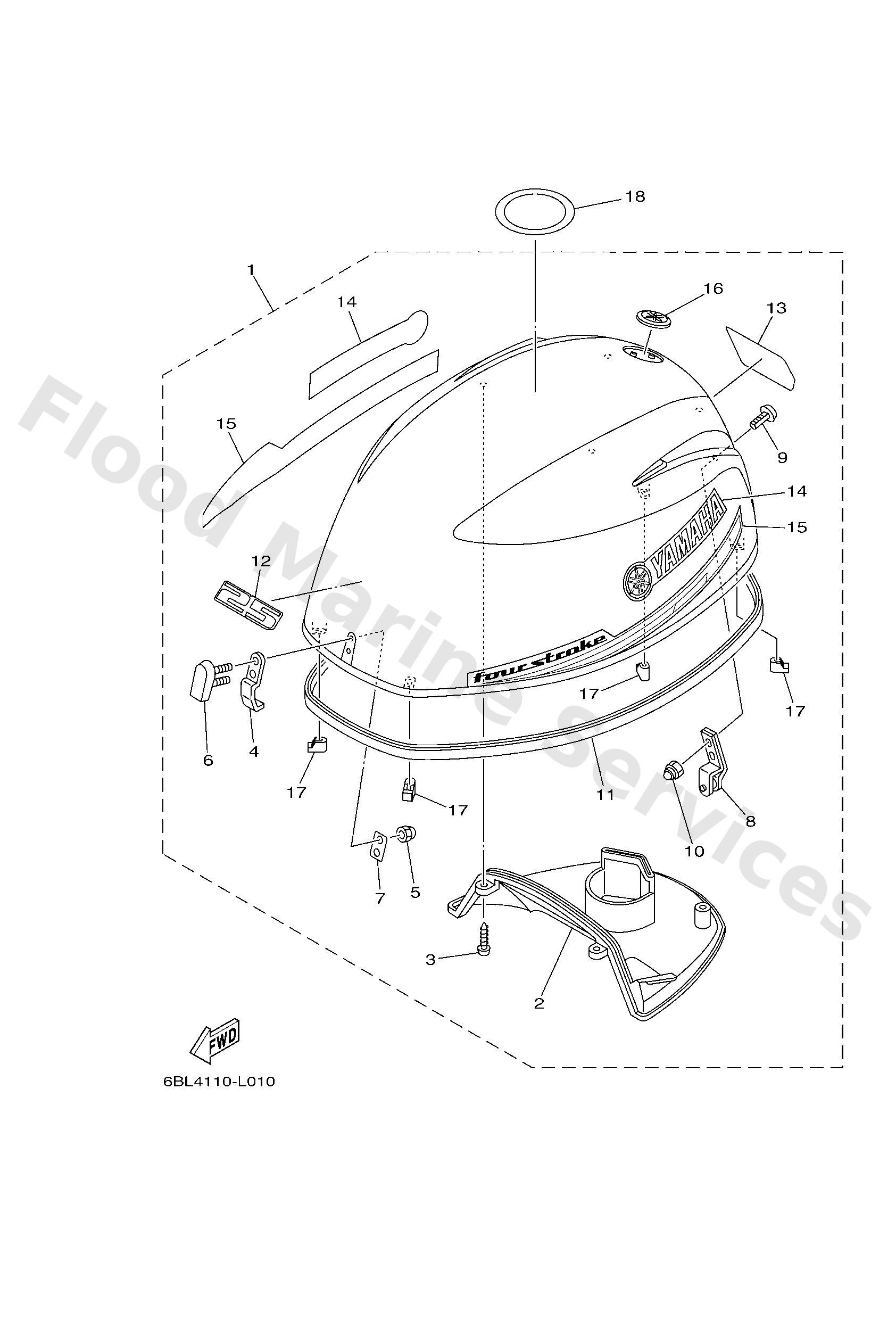 Yamaha 6BL426102000 Top cowling assy